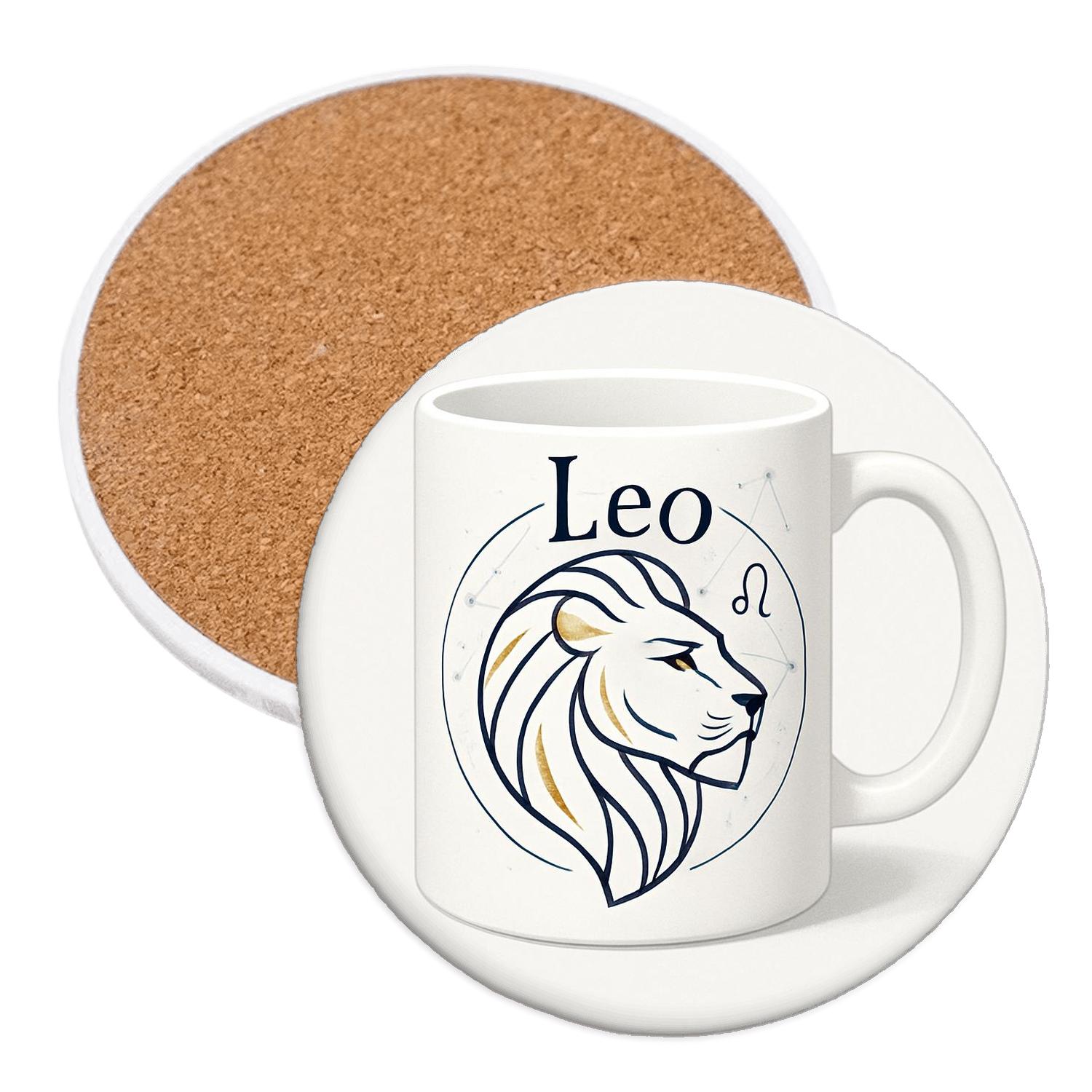 Leo Celestial Art Deco Sigil Mug Design elegant tabletop coasters