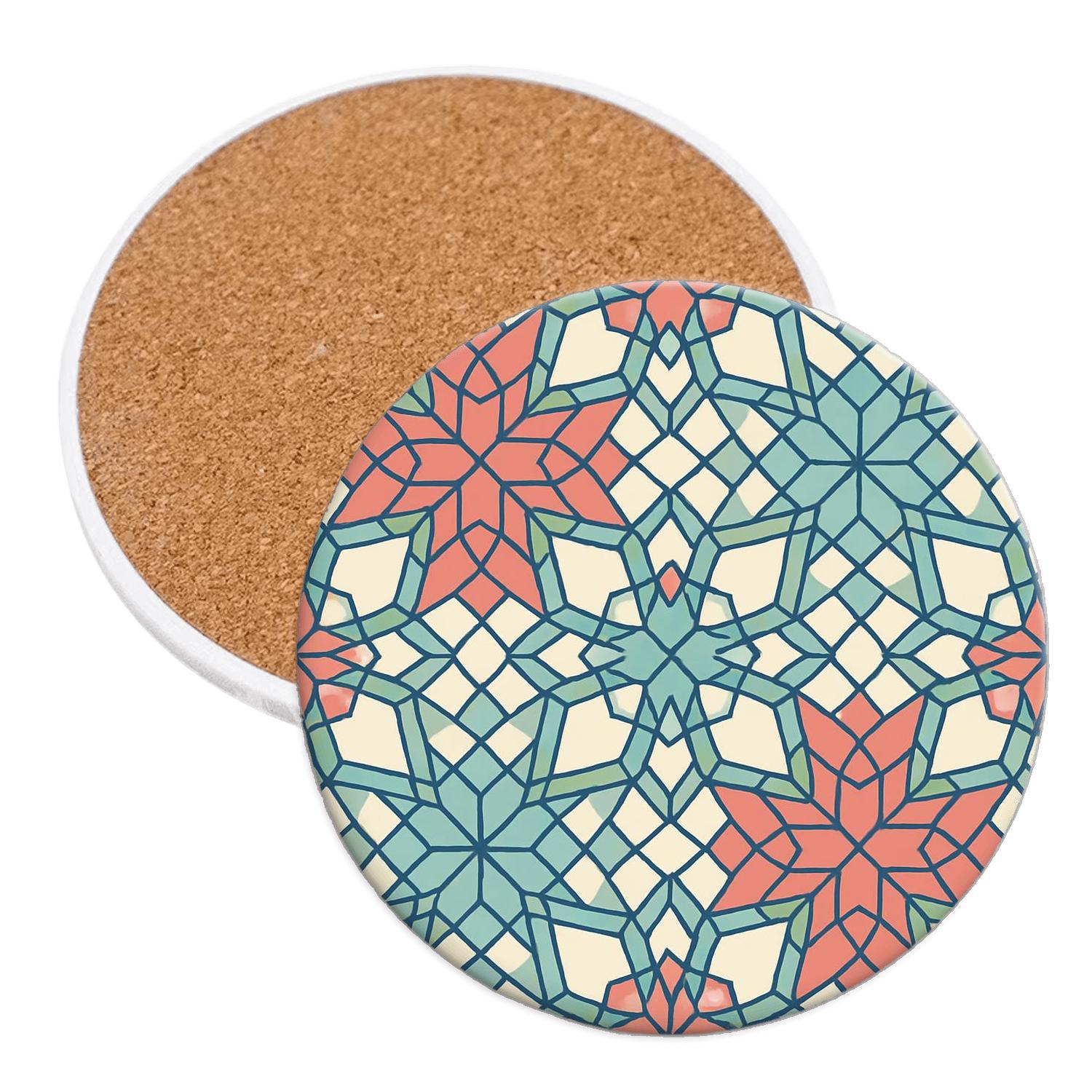 Alhambra Quasicrystal Star Weave personalized drink coasters