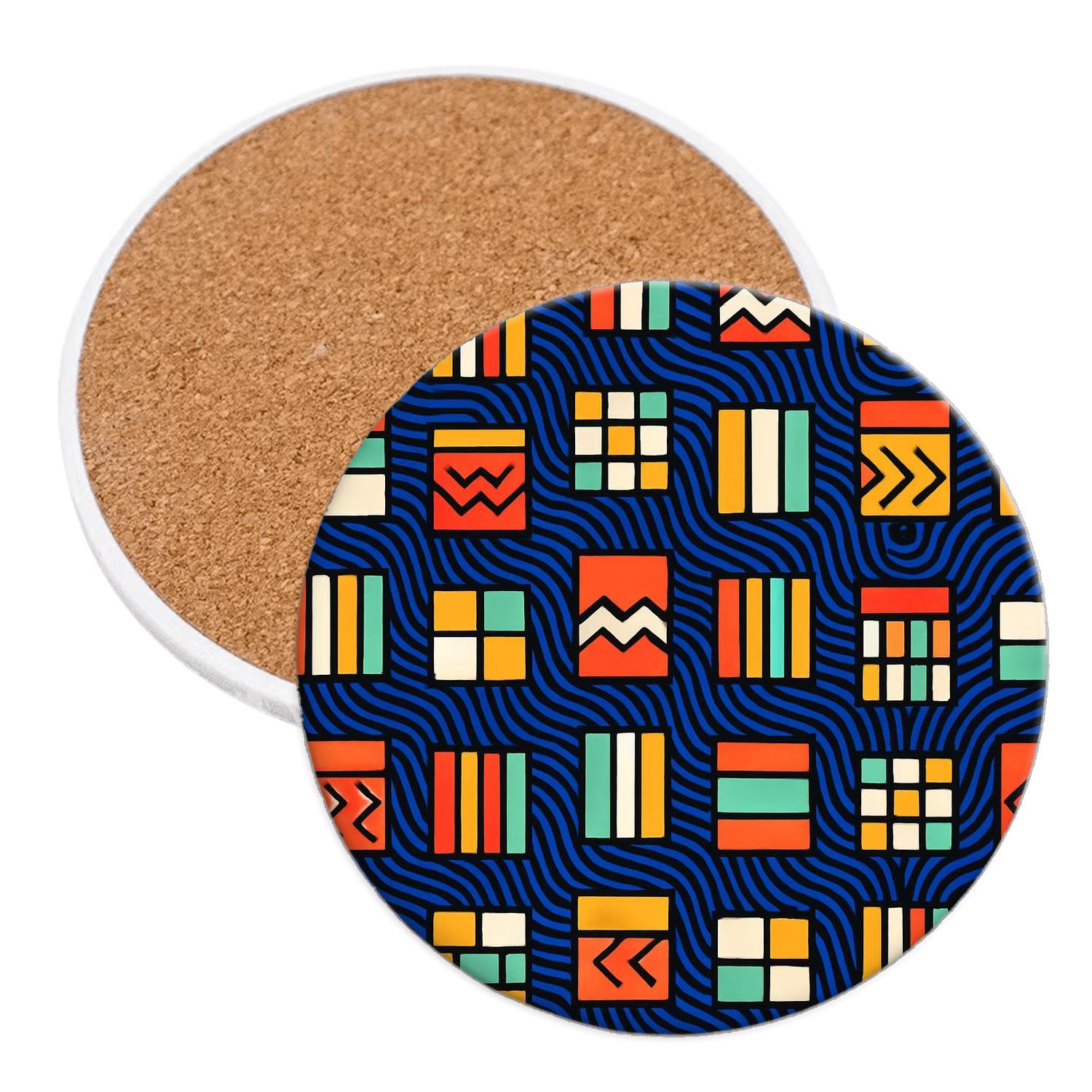 Ultramarine Op Art Kente Pulse Lines coasters for home decor