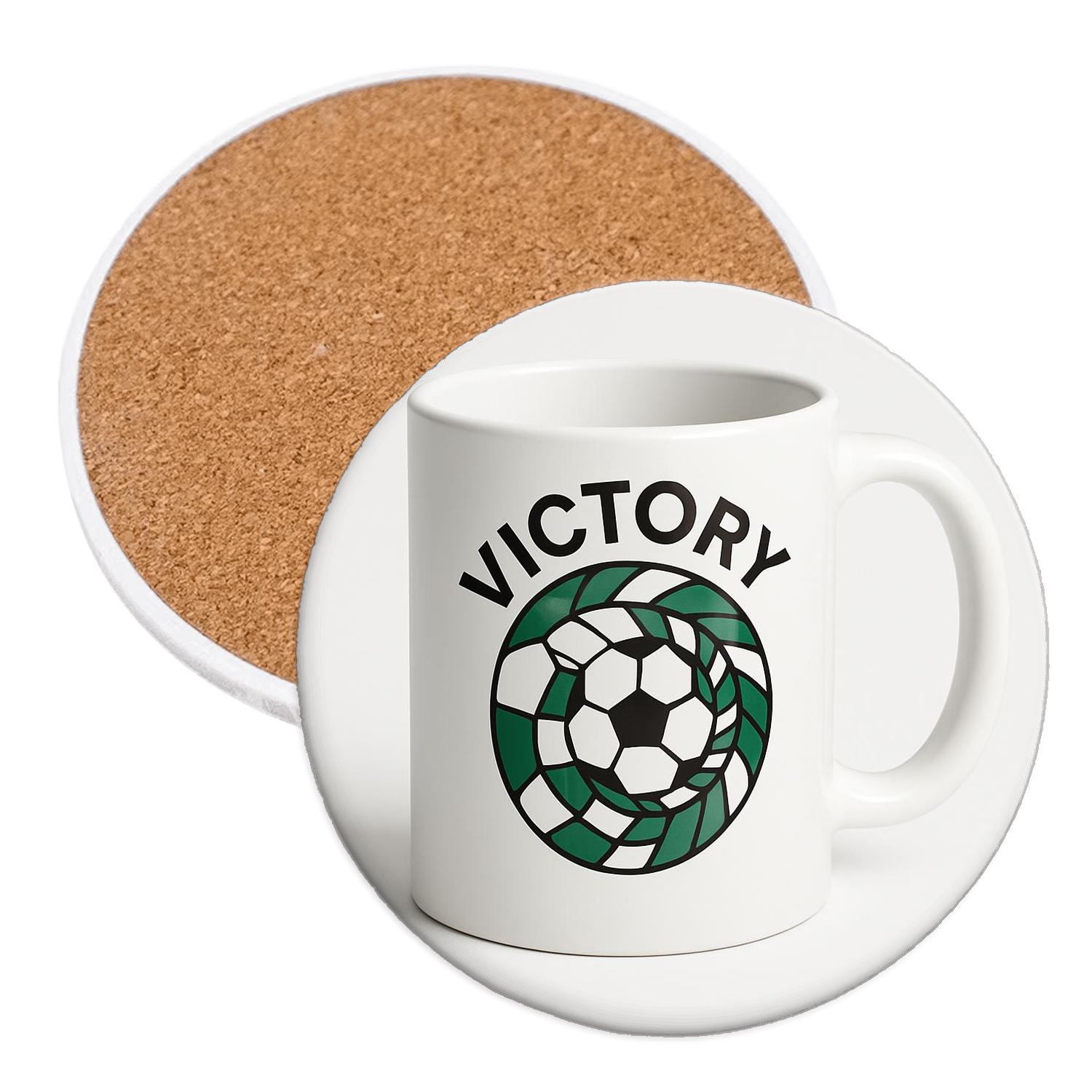 Soccer Pentagons Victory Spiral Chant cork coaster sets
