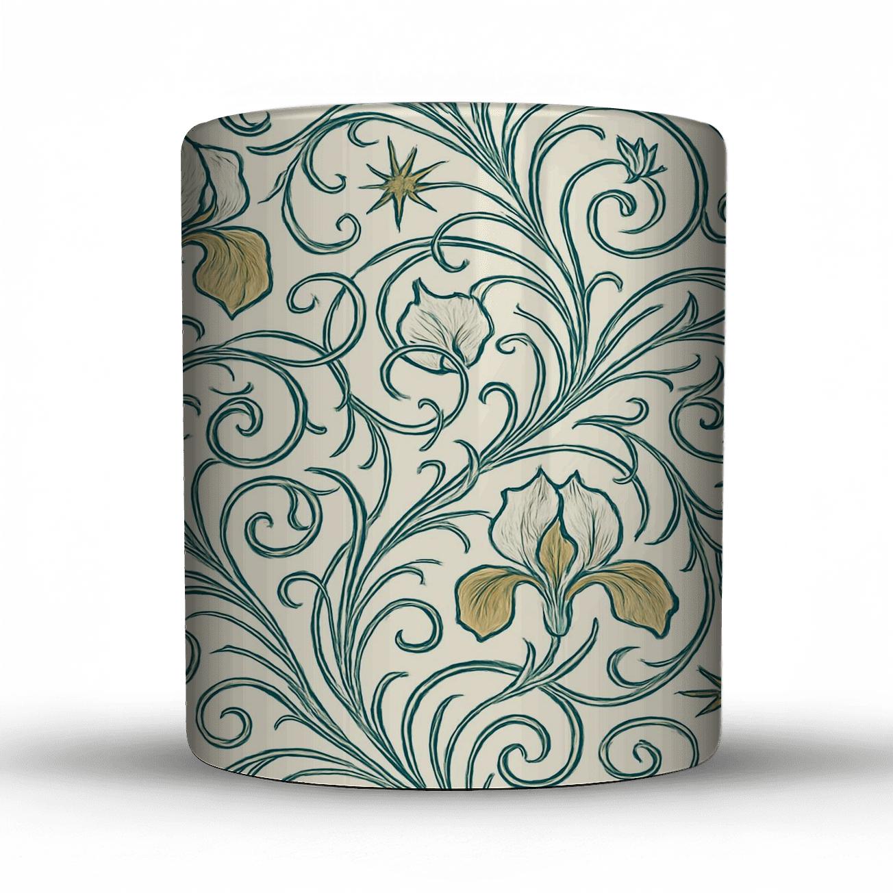 Art Nouveau Comet Vine Filigree ceramic coffee mugs