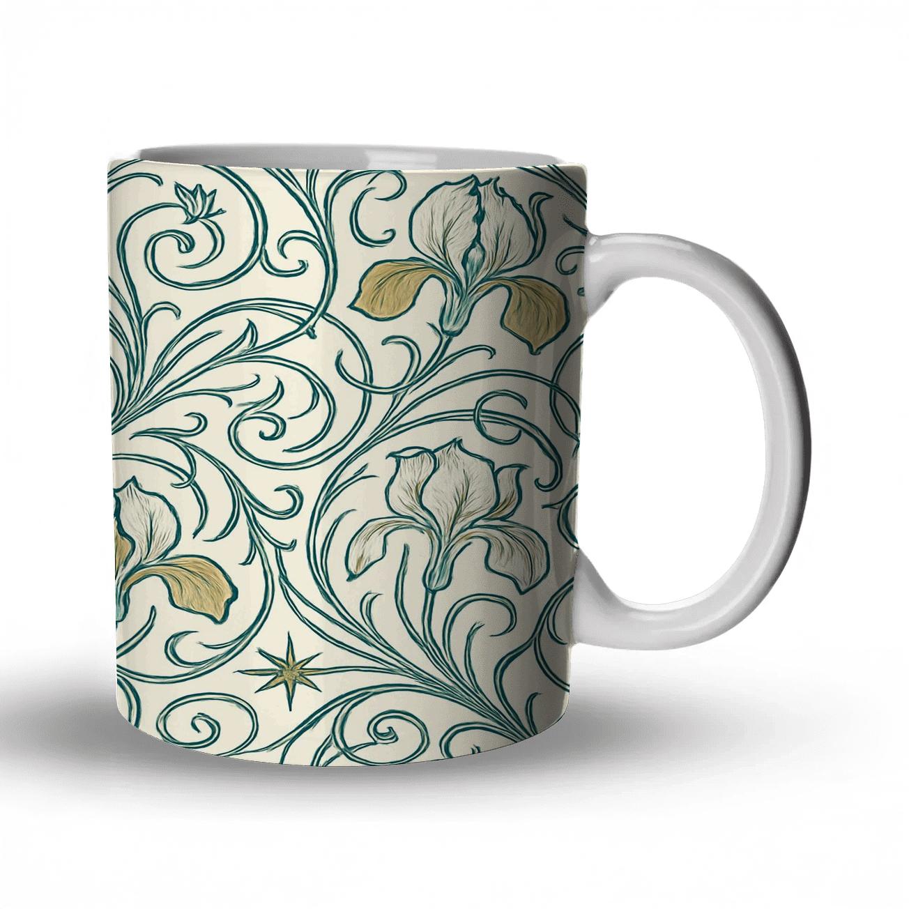 Art Nouveau Comet Vine Filigree ceramic coffee mugs