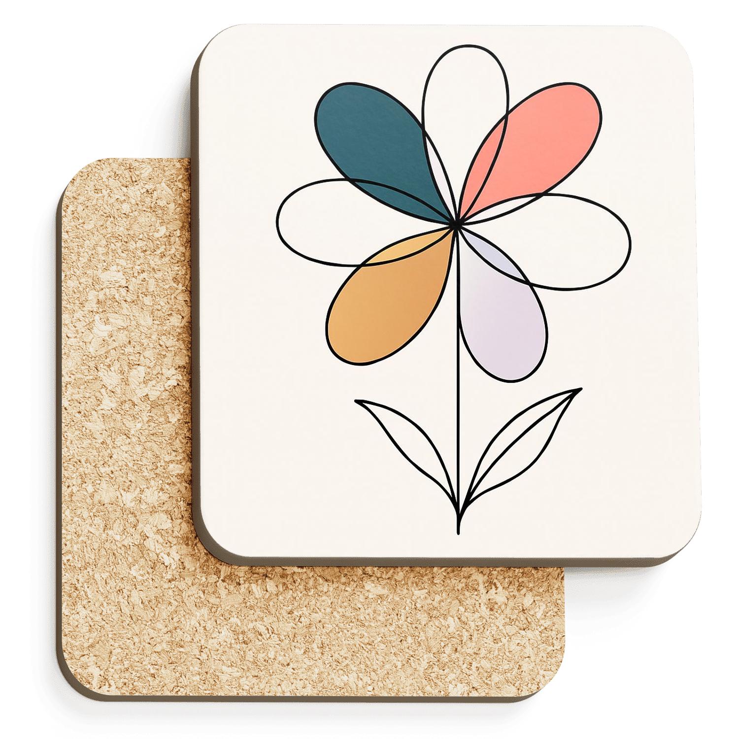 Orbital Bloom Contours elegant tabletop coasters
