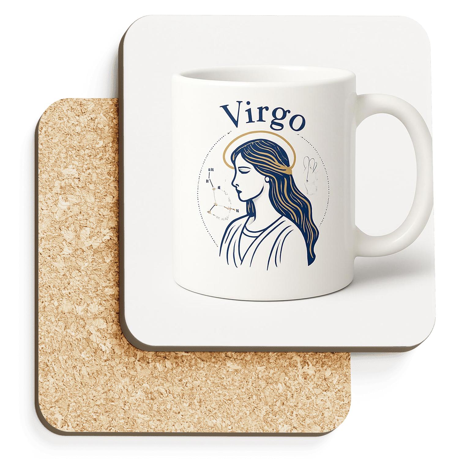Virgo Celestial Maiden Line Art Mug Design decorative beverage coasters