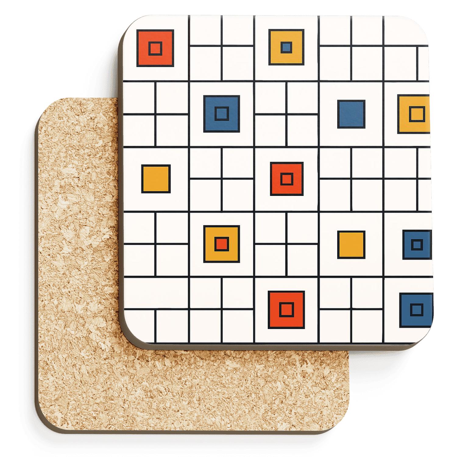 Bauhaus Concrete Modulation Grid wooden table coasters