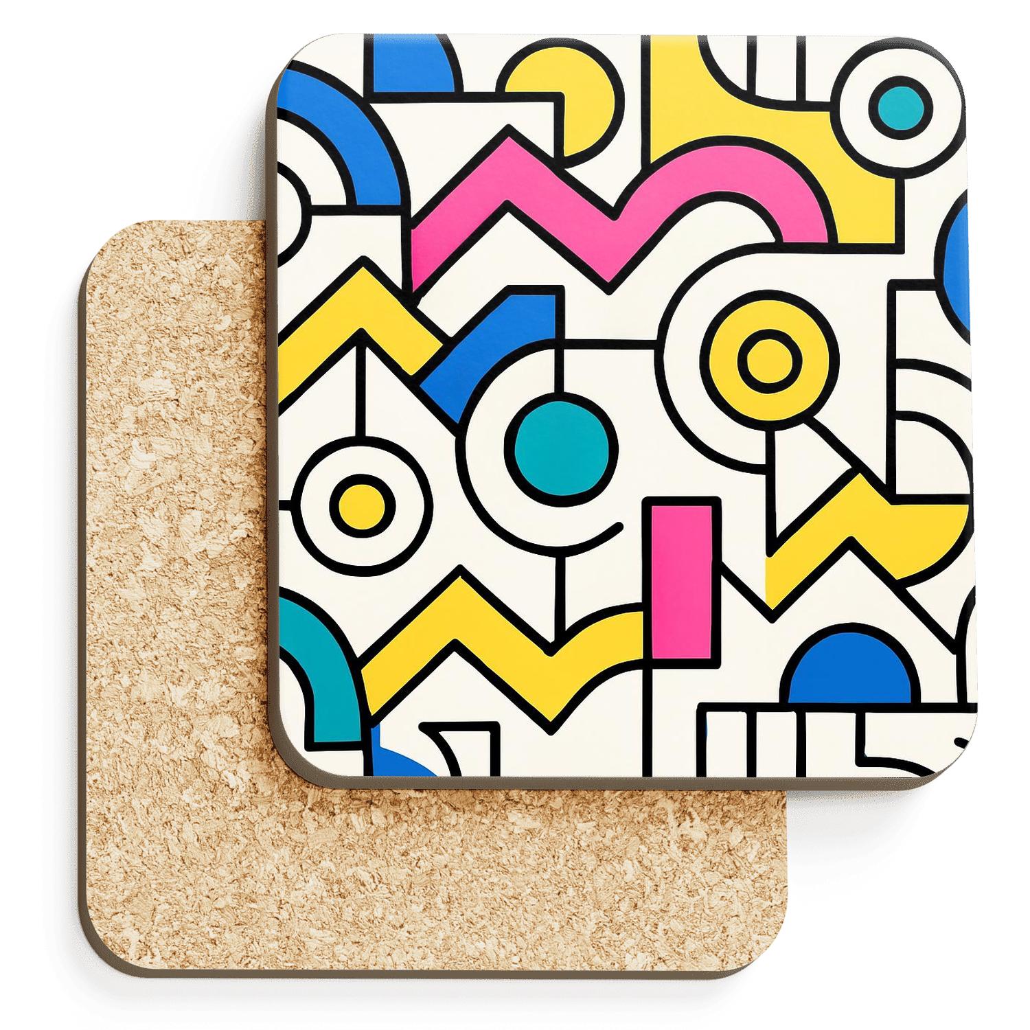 Memphis Milano Supergraphics Orbit Lines absorbent drink coasters