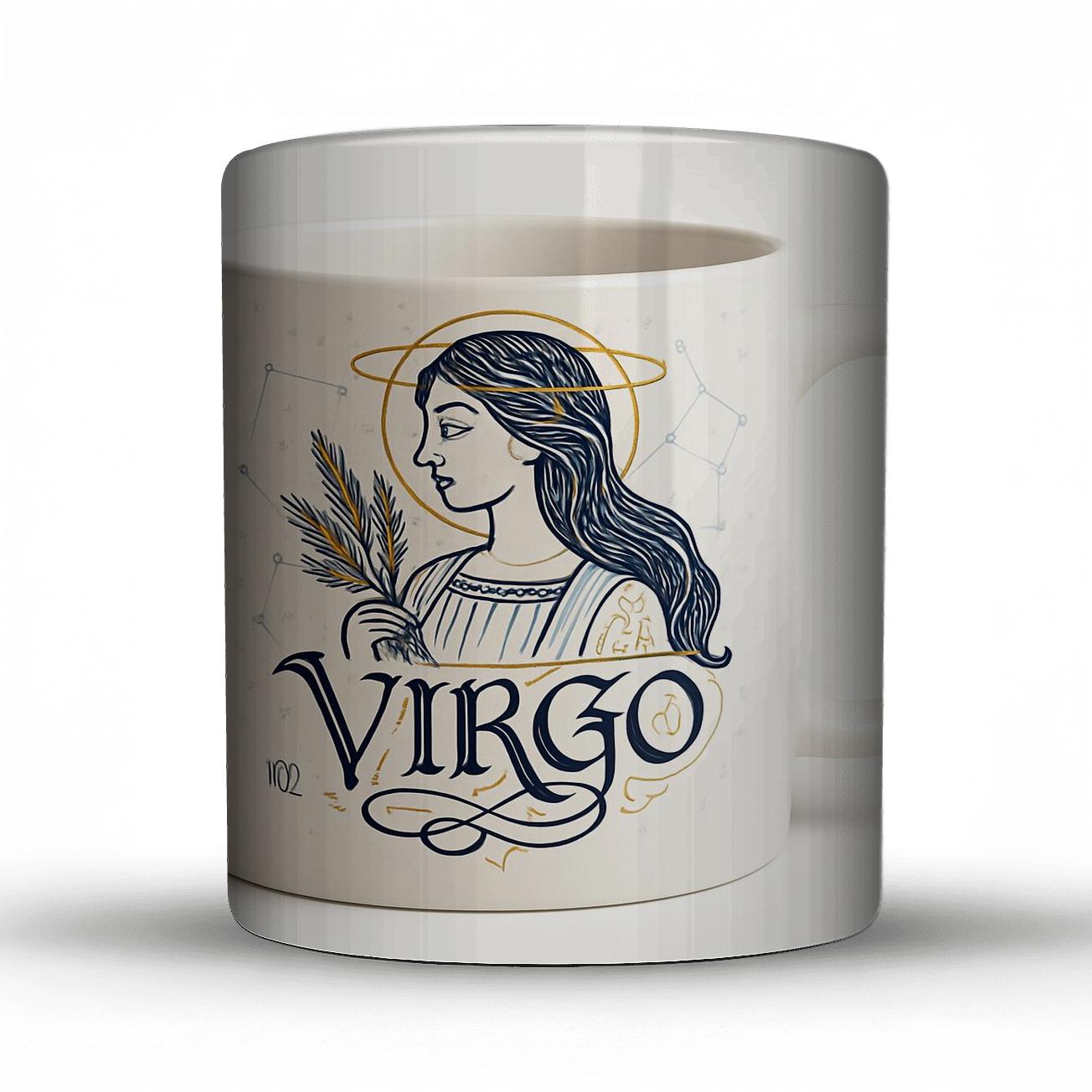 Virgo Illuminated Manuscript Maiden Constellation Mug Line Art premium drinkware mugs
