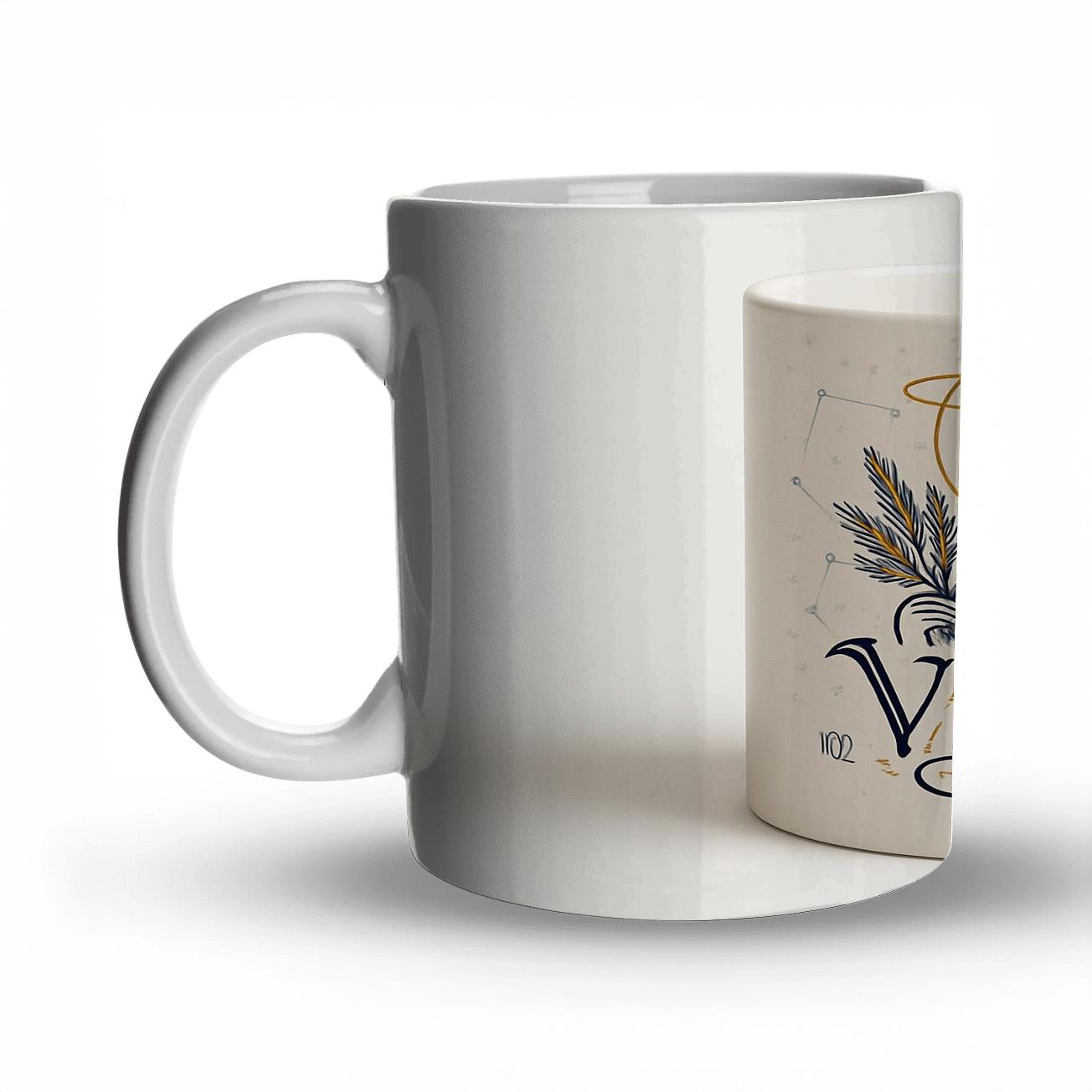 Virgo Illuminated Manuscript Maiden Constellation Mug Line Art premium drinkware mugs