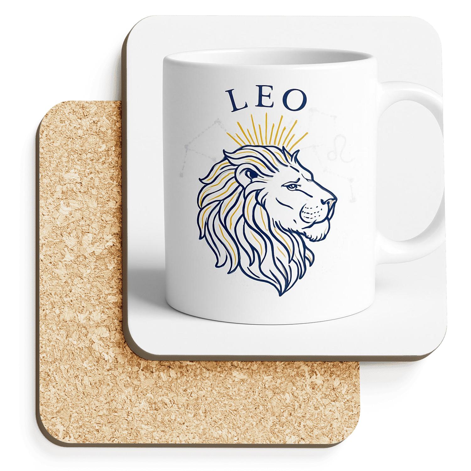 Leo Solar Lion Constellation Line Art Mug Design coasters for home decor