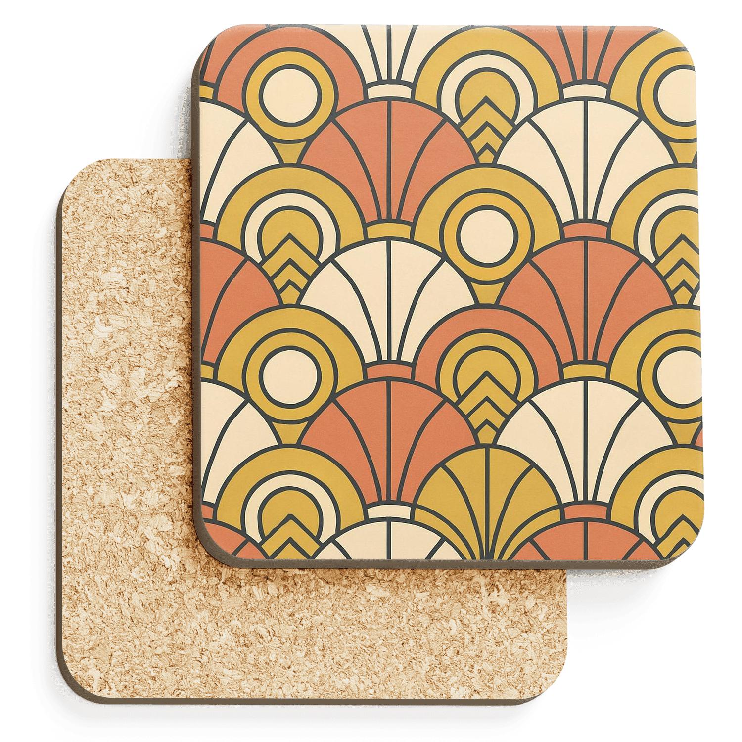 Bauhaus Deco Ticket Rosette Pattern elegant tabletop coasters