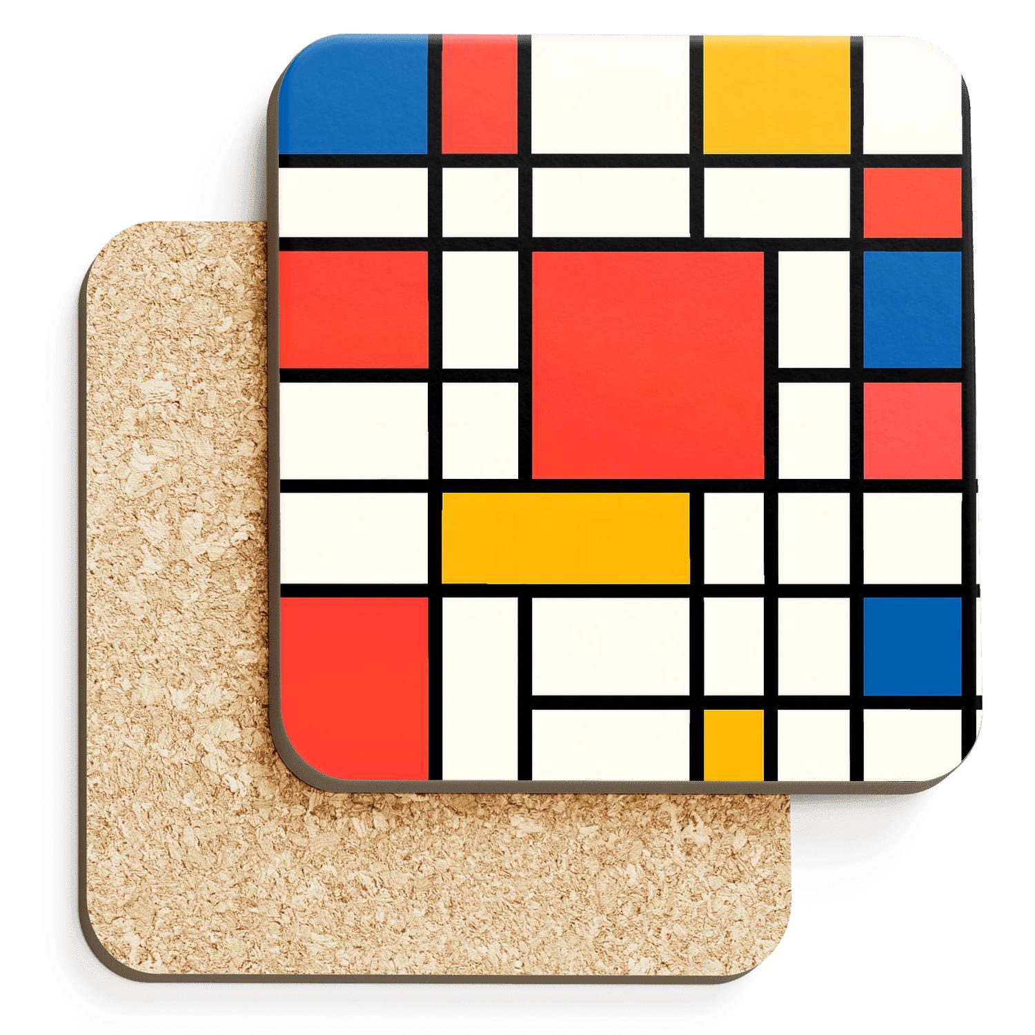 De Stijl Neon Grid With Bauhaus Line Rhythm stone coaster collections