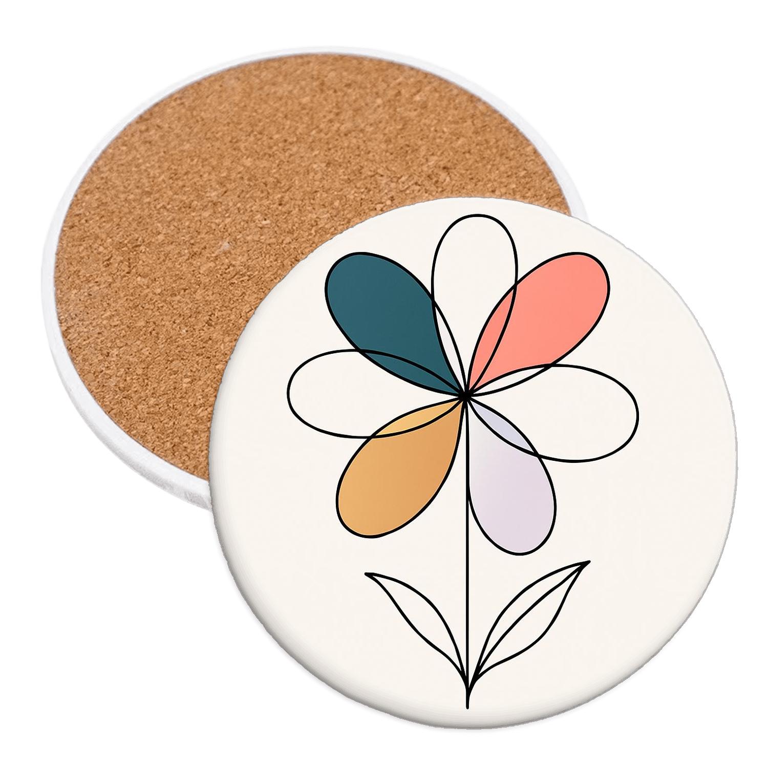 Orbital Bloom Contours decorative beverage coasters