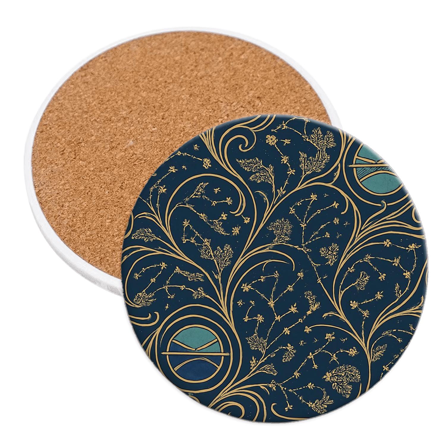 Art Nouveau Star Cartography Lacework personalized drink coasters