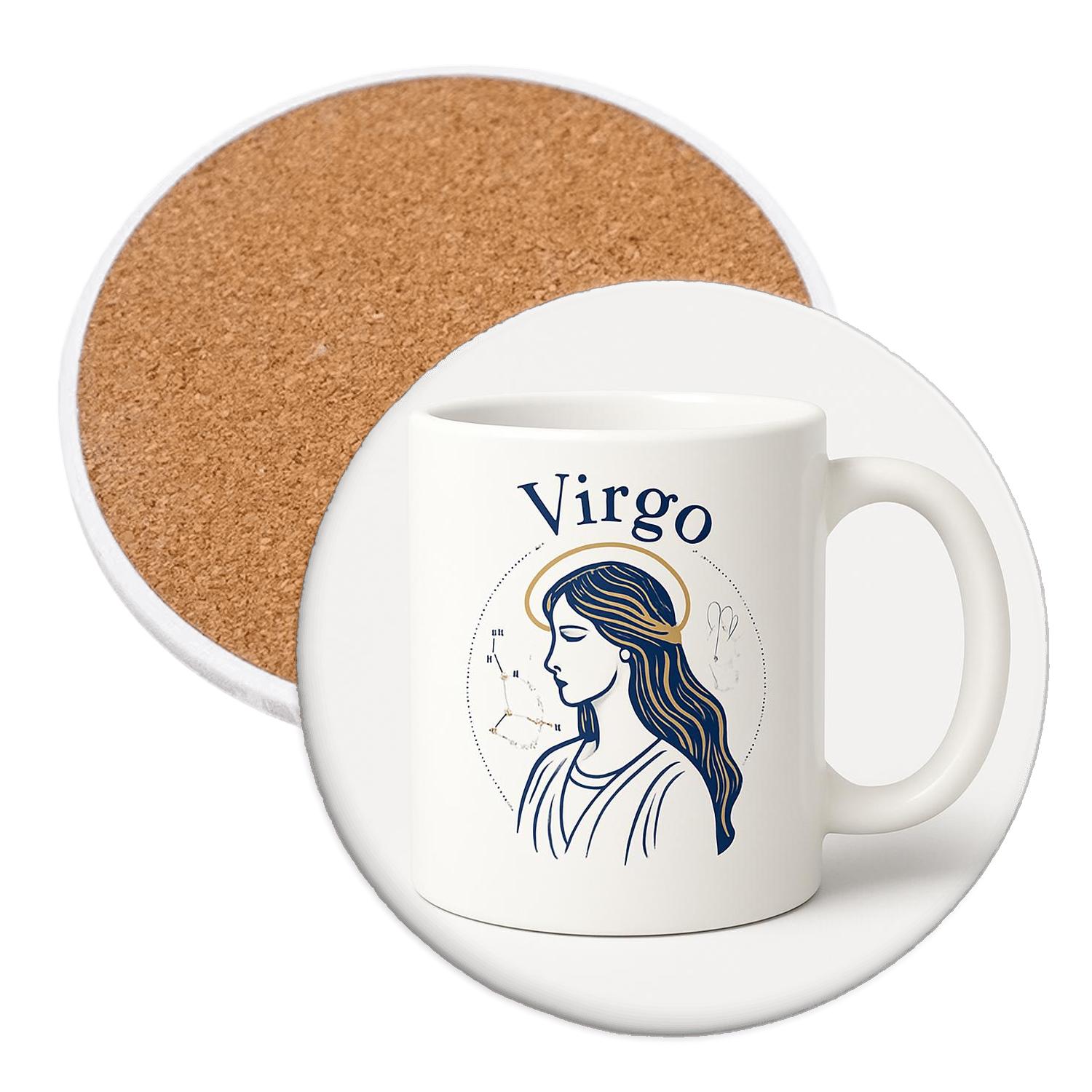 Virgo Celestial Maiden Line Art Mug Design decorative beverage coasters