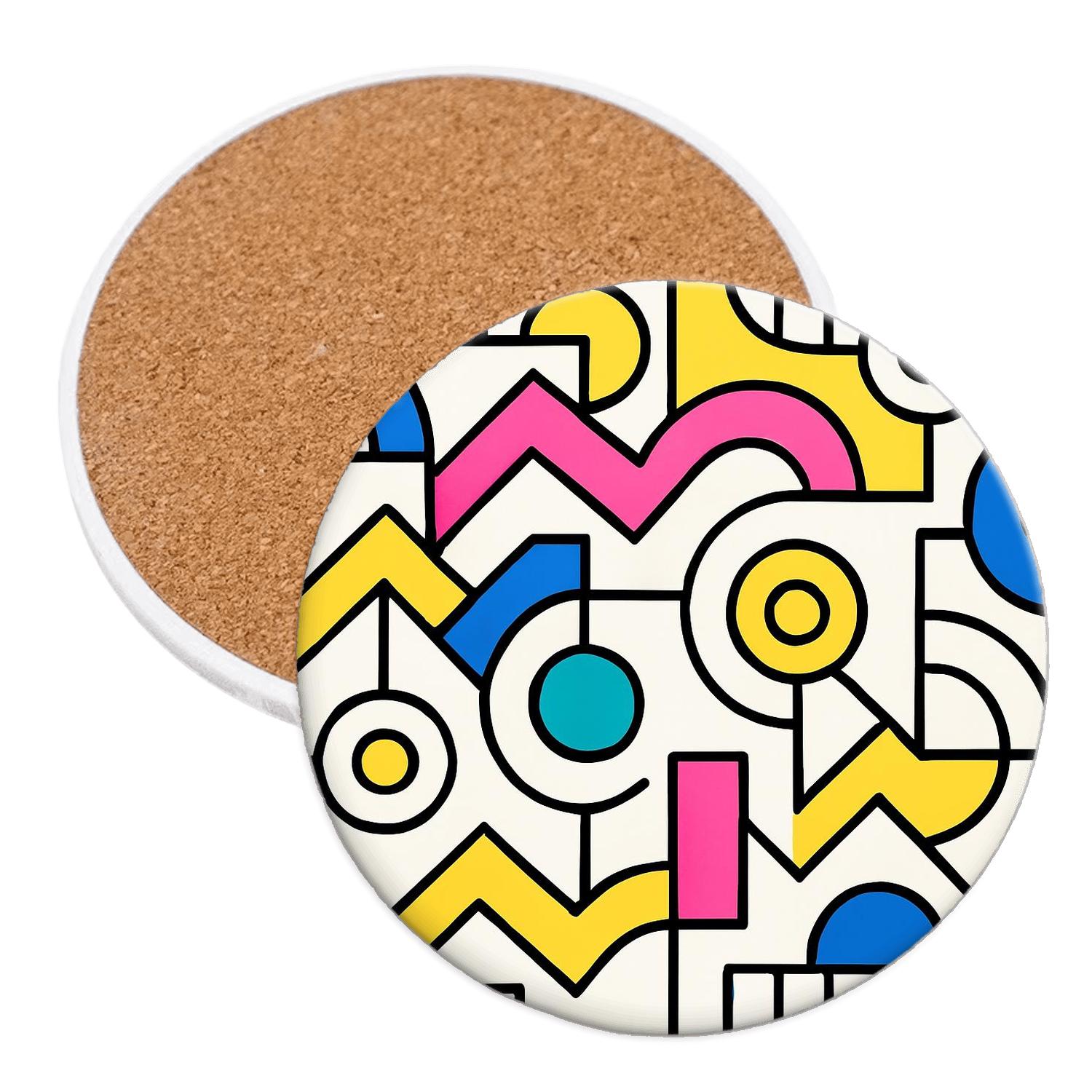 Memphis Milano Supergraphics Orbit Lines decorative beverage coasters