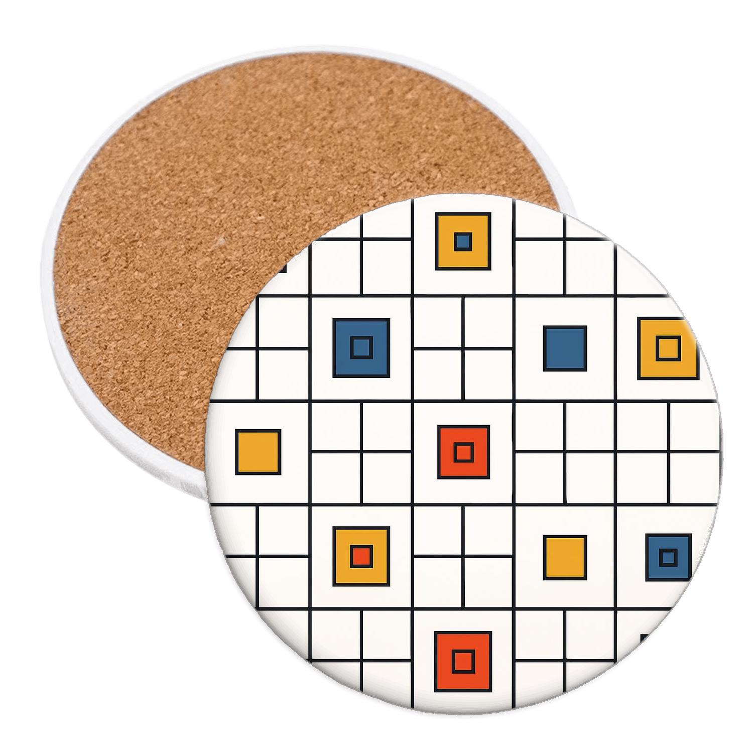 Bauhaus Concrete Modulation Grid elegant tabletop coasters