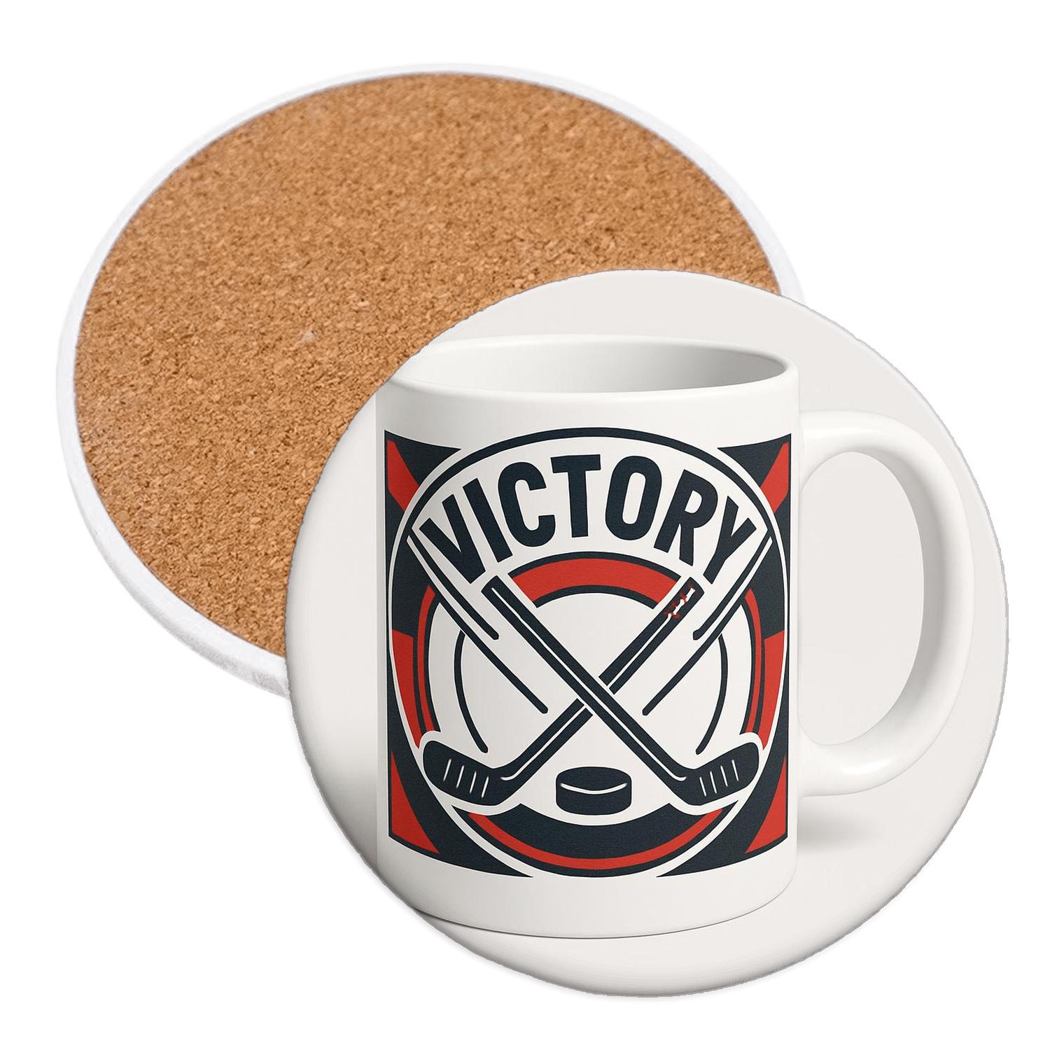 Constructivist Hockey Victory Crossed Sticks absorbent drink coasters