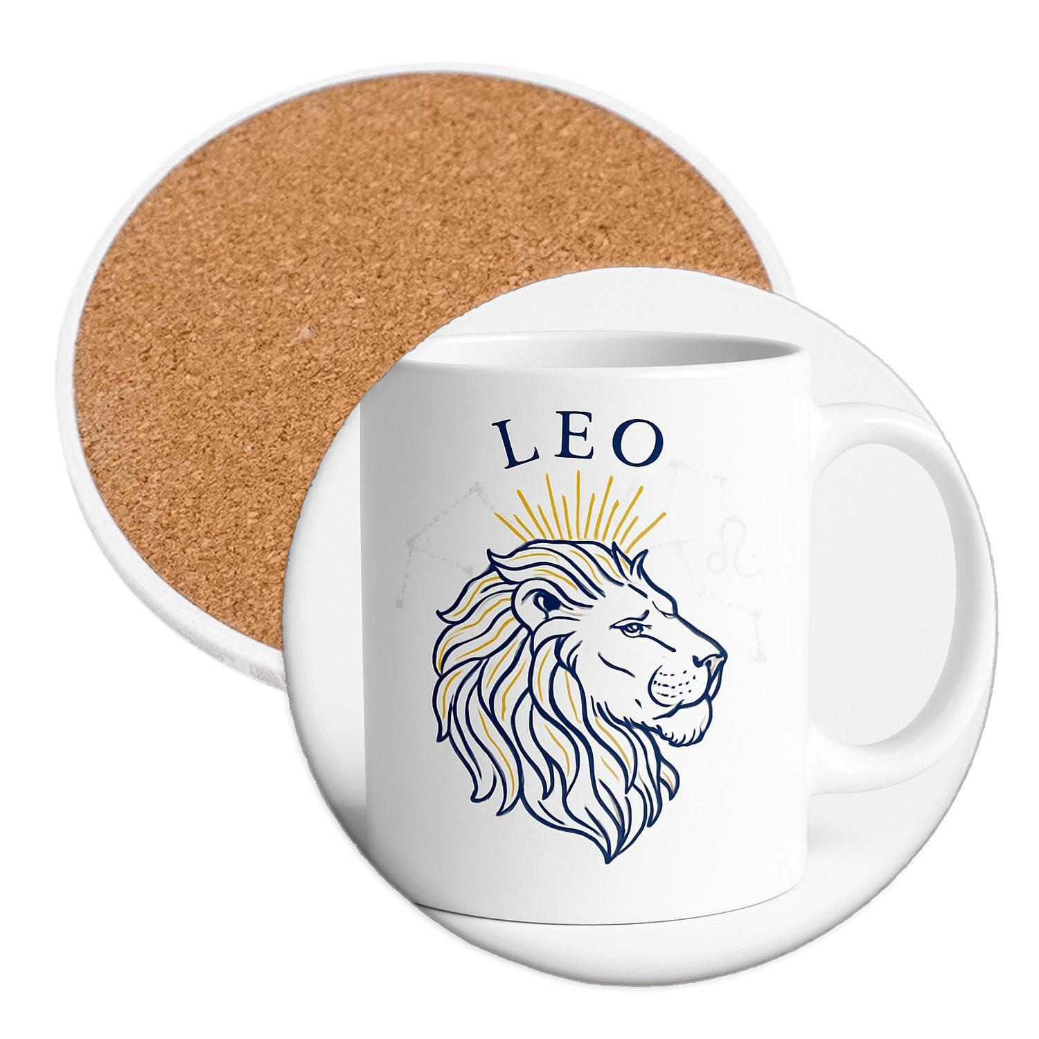 Leo Solar Lion Constellation Line Art Mug Design stone coaster collections