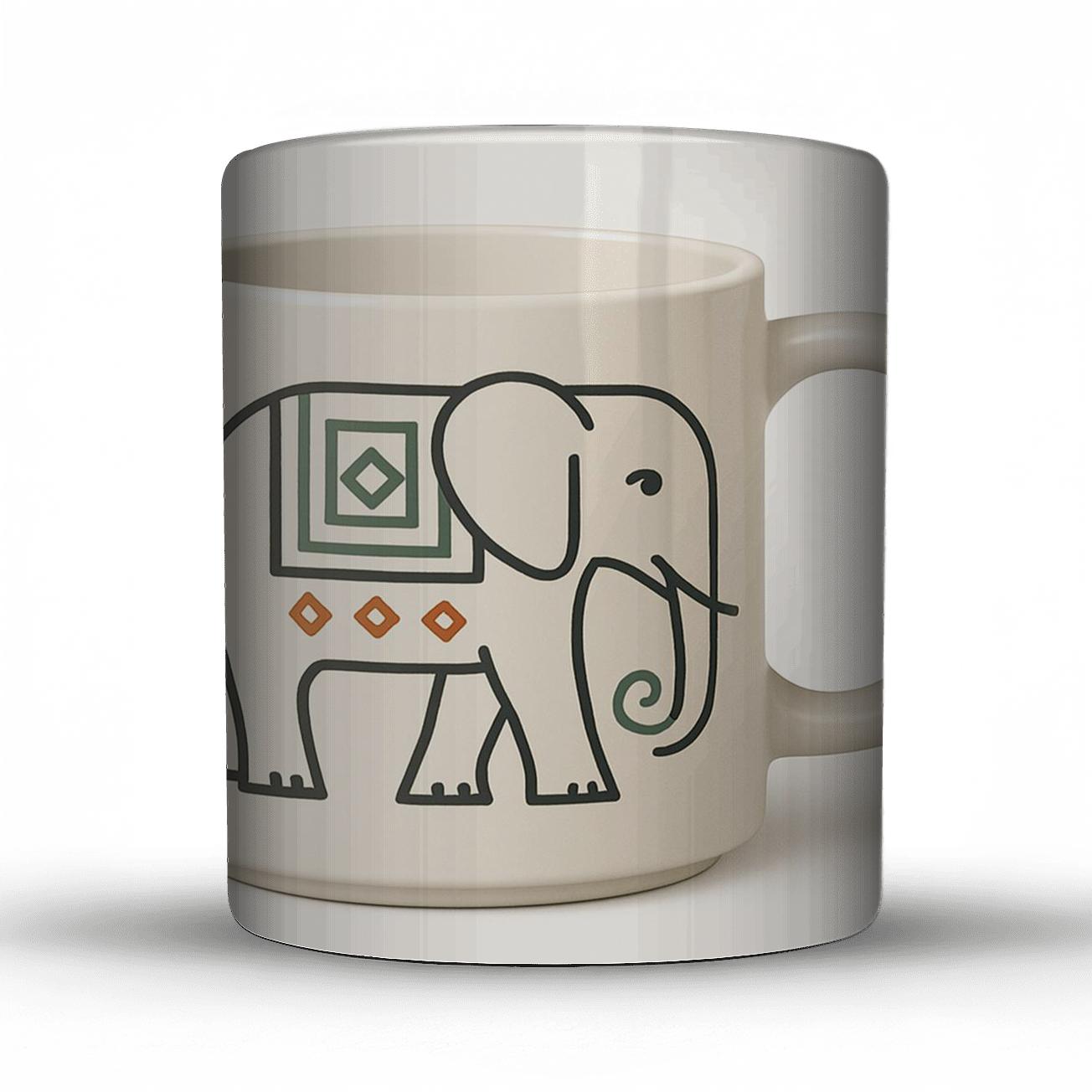 Adinkra Elephant Nebula Line Art Mug travel mugs with handles