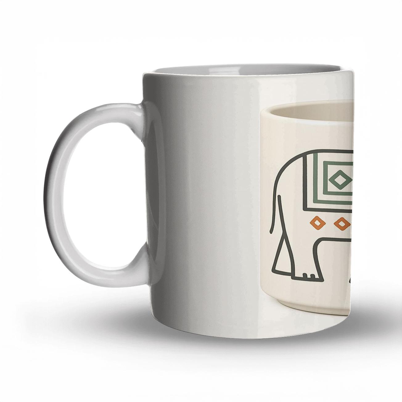 Adinkra Elephant Nebula Line Art Mug travel mugs with handles