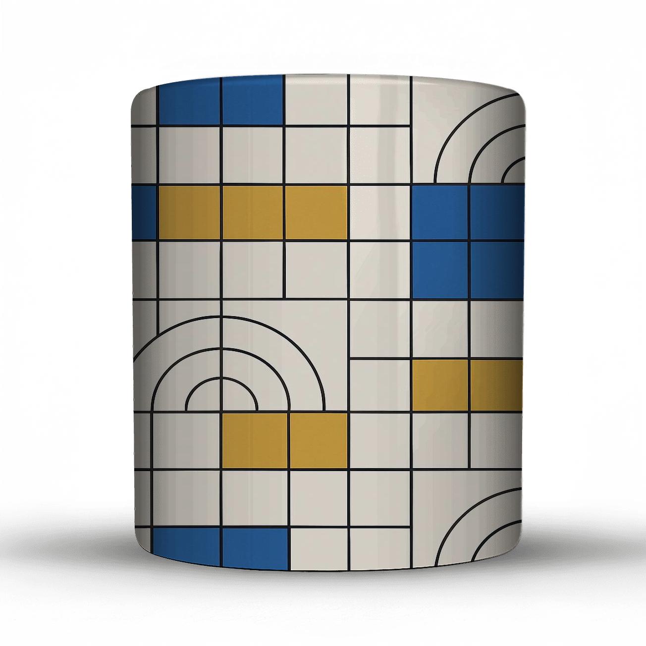 Bauhaus Weaving Grid Harmonics ceramic coffee mugs