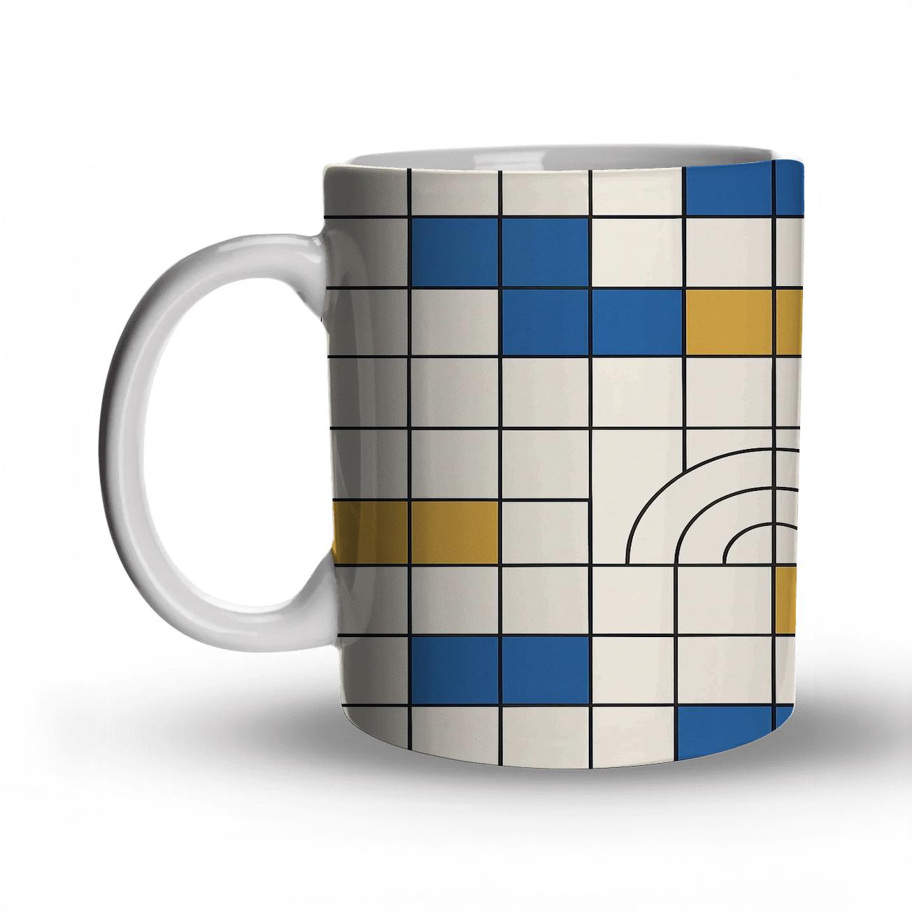Bauhaus Weaving Grid Harmonics ceramic coffee mugs