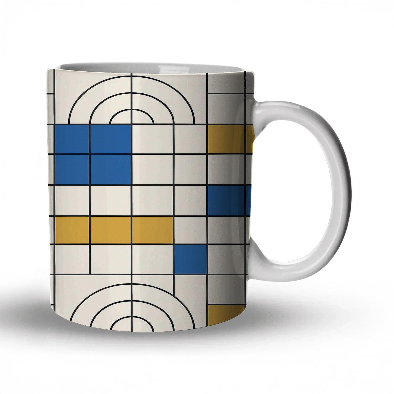 Bauhaus Weaving Grid Harmonics ceramic coffee mugs