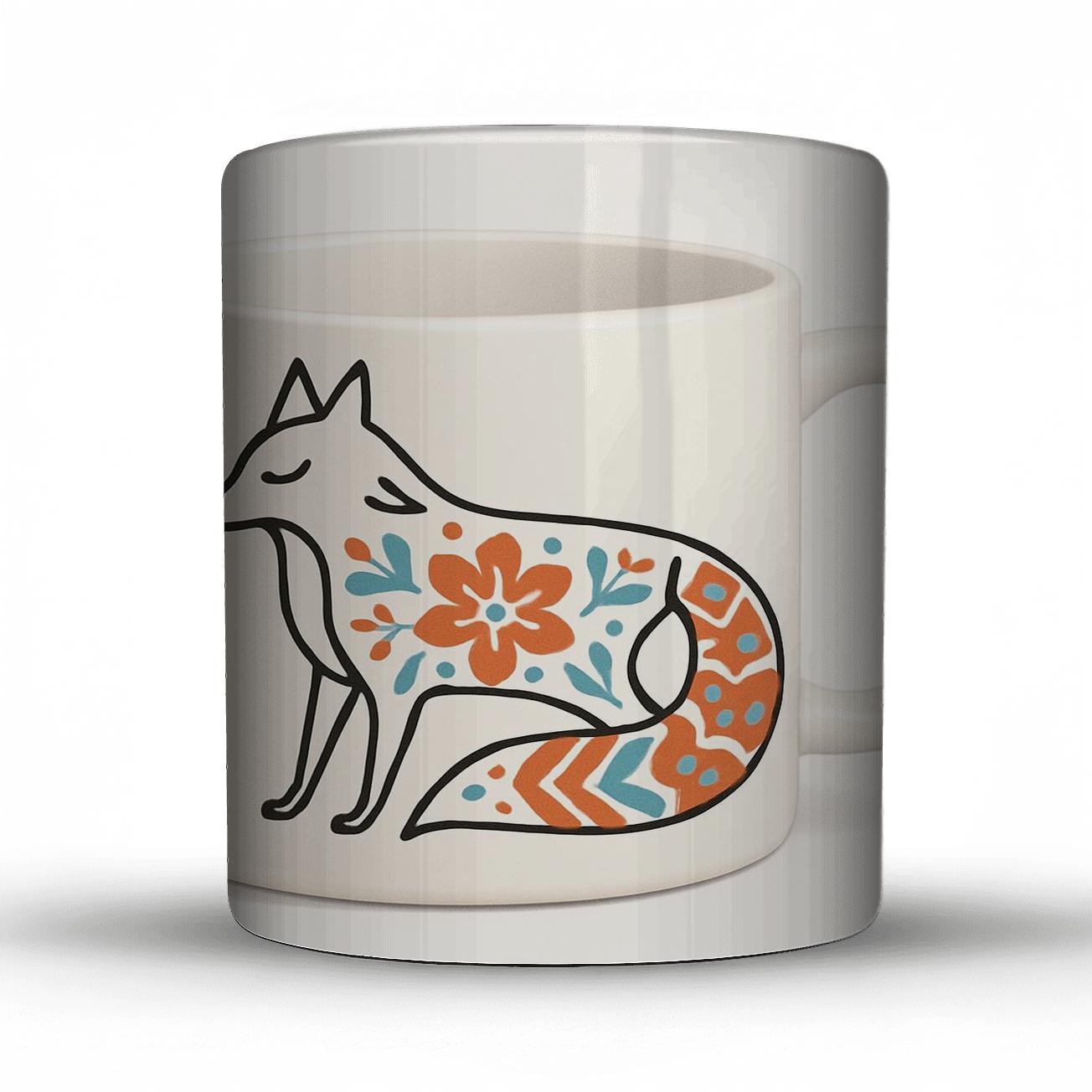 Nordic Folk Fox Rosette Wrap decorative mug sets