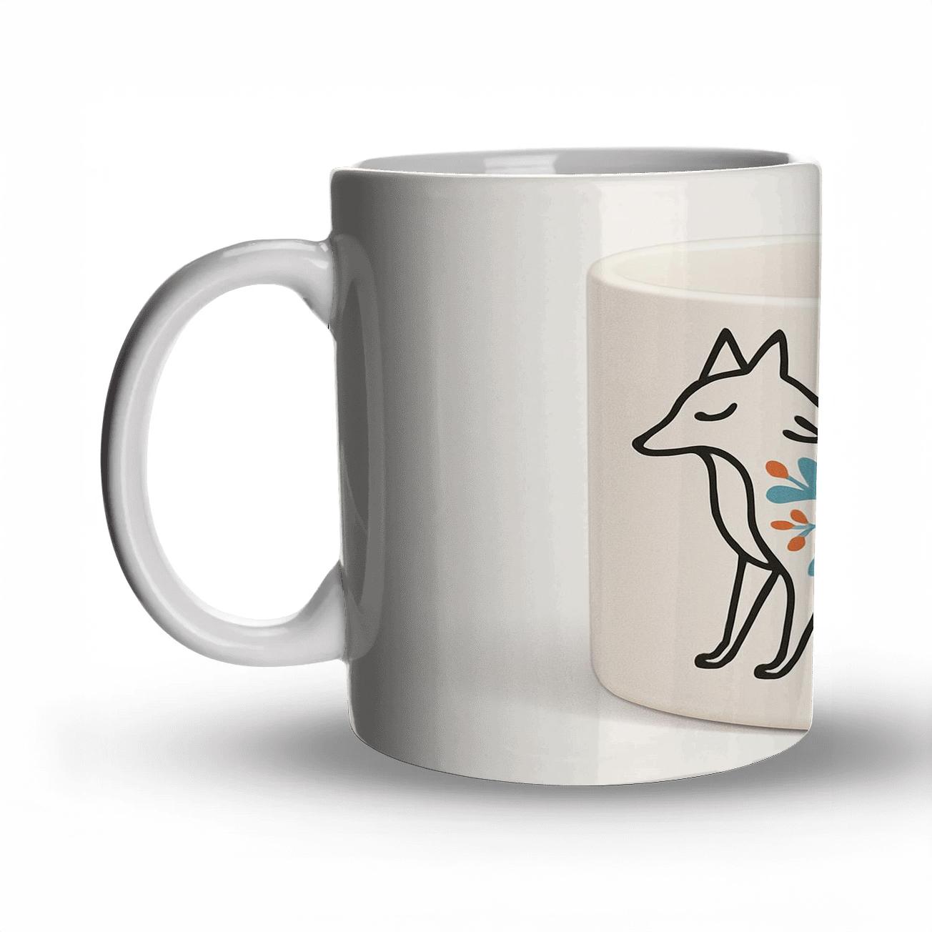 Nordic Folk Fox Rosette Wrap decorative mug sets