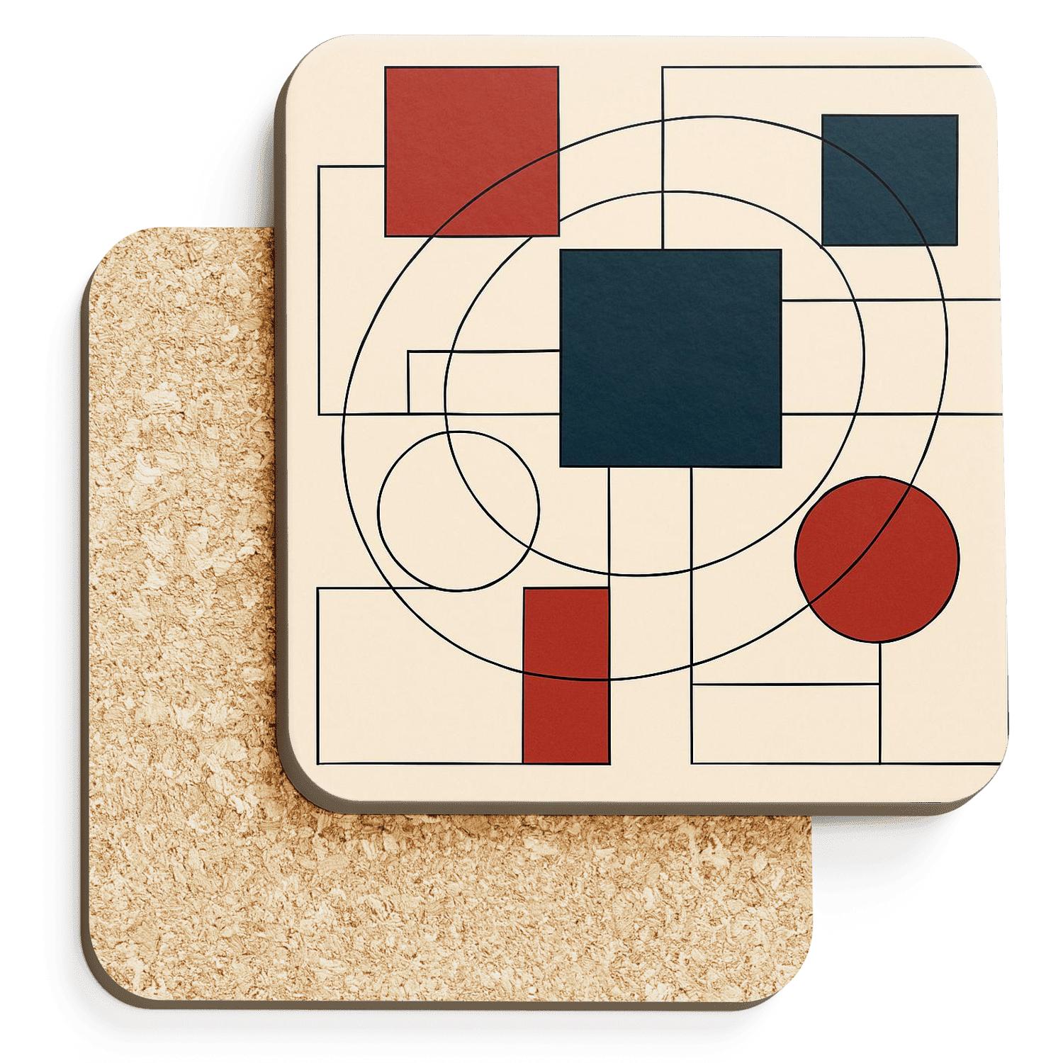 Suprematist Orbital Lattice wooden table coasters