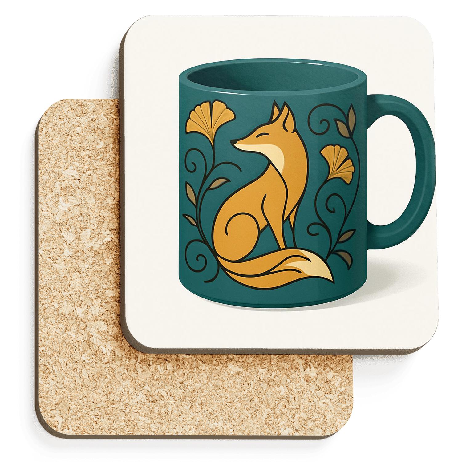 Art Nouveau Fox Garland Mug Line Art stone coaster collections