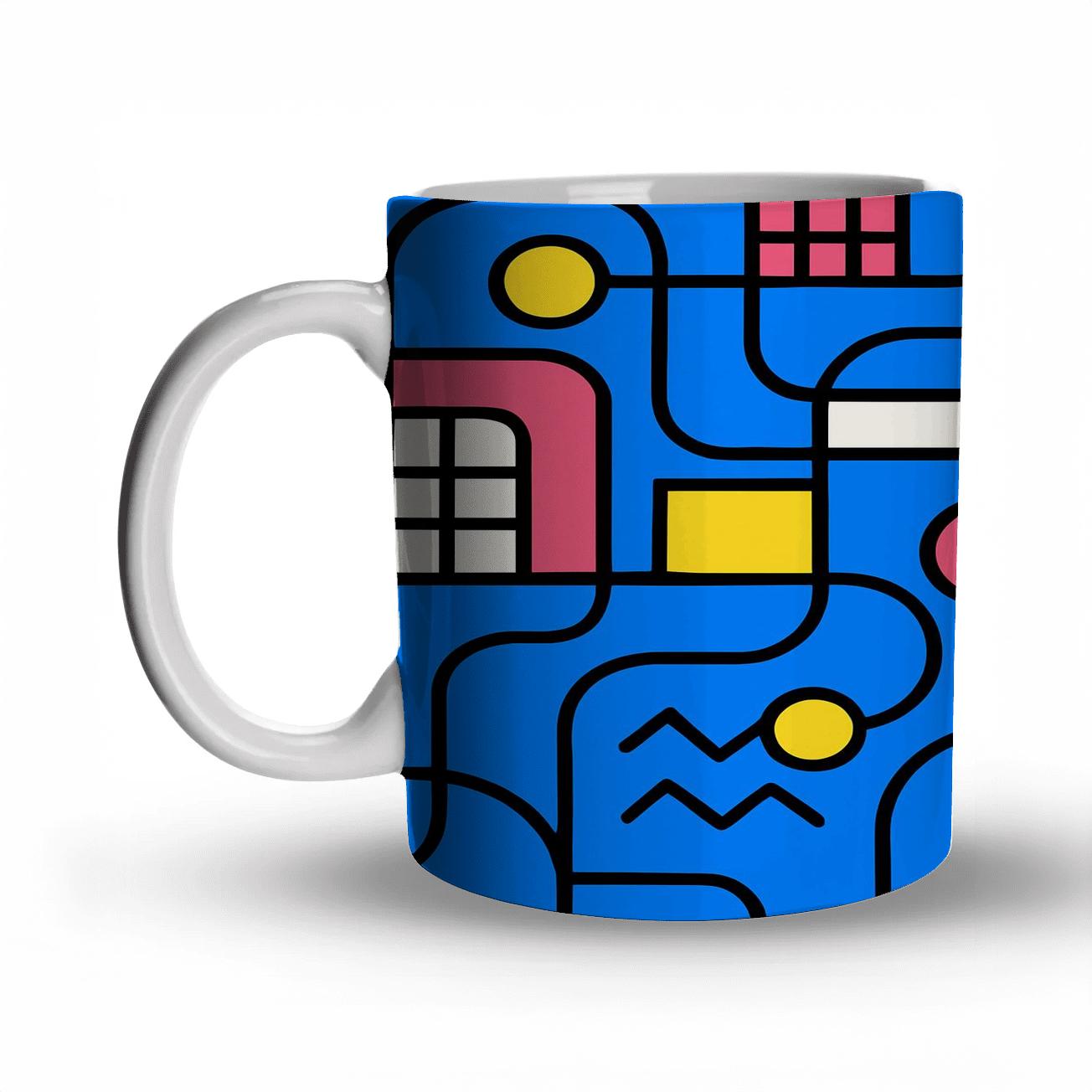 Bauhaus Neon Transit Weave custom printed mugs