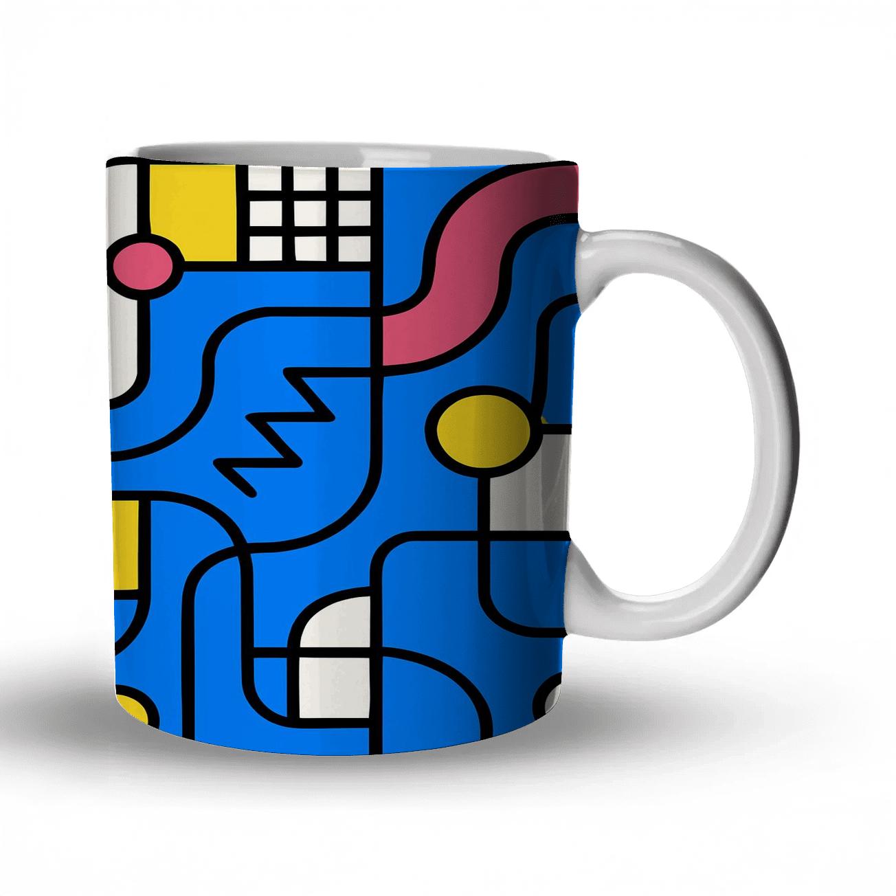 Bauhaus Neon Transit Weave custom printed mugs
