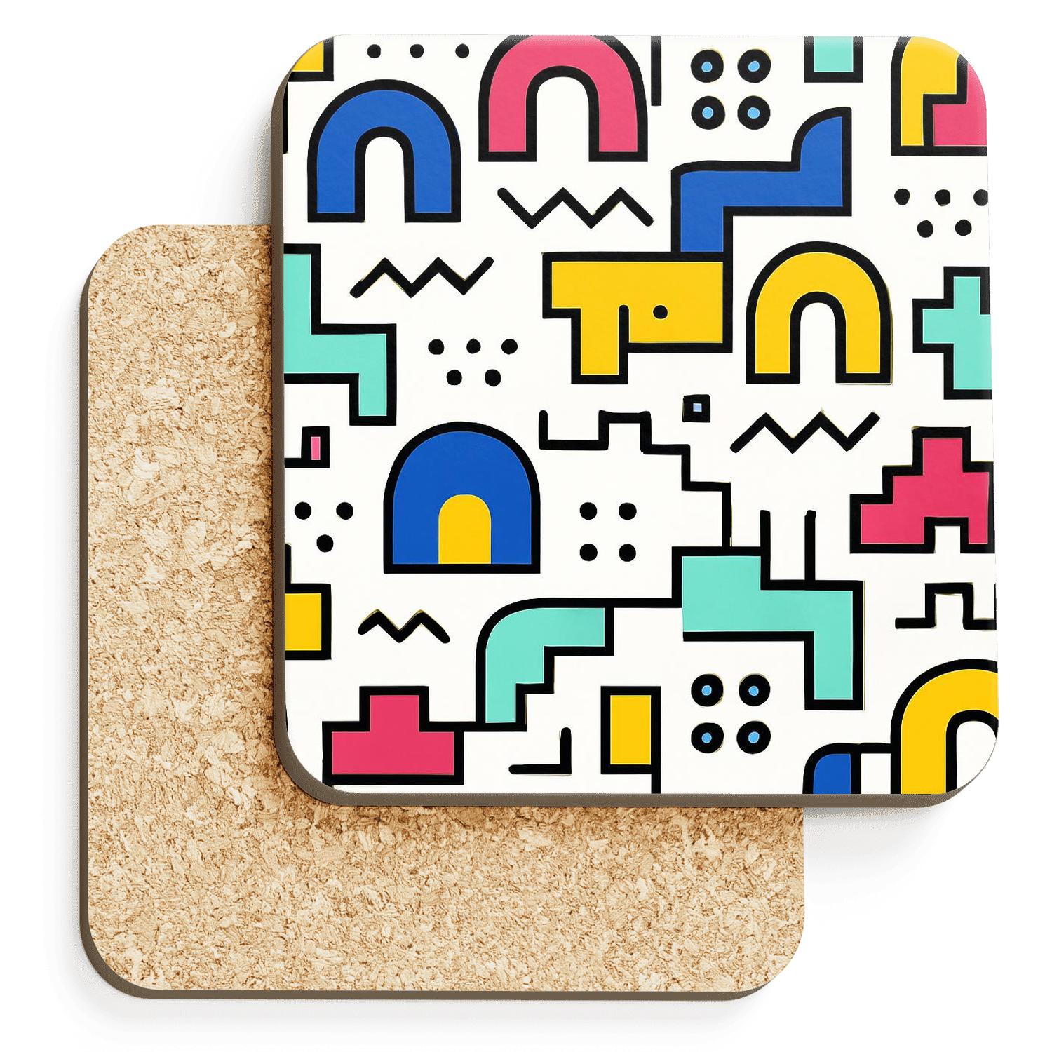 Memphis Milano Metro Glyphs custom engraved coasters