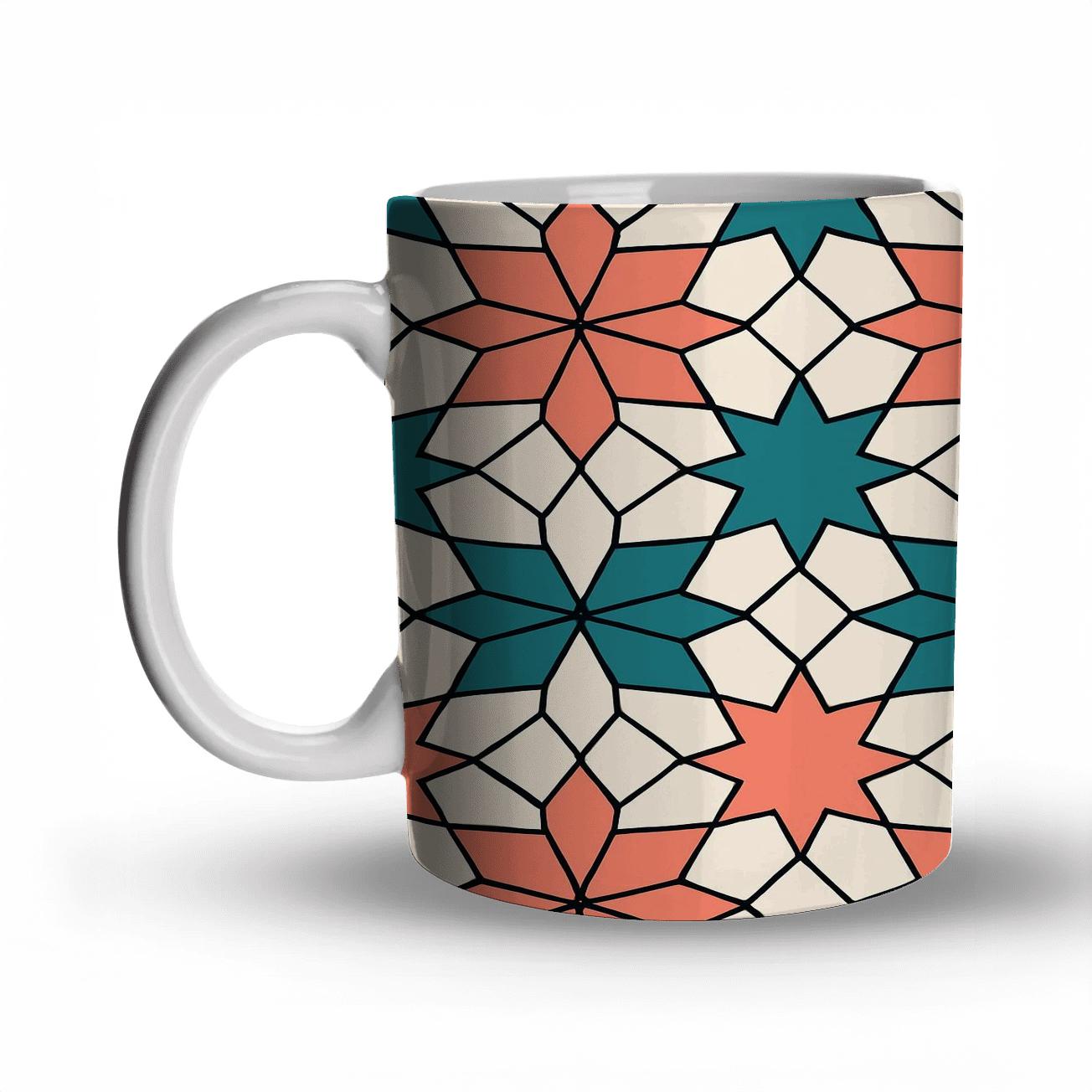 Andalusian Girih Minimal Star Weave decorative mug sets