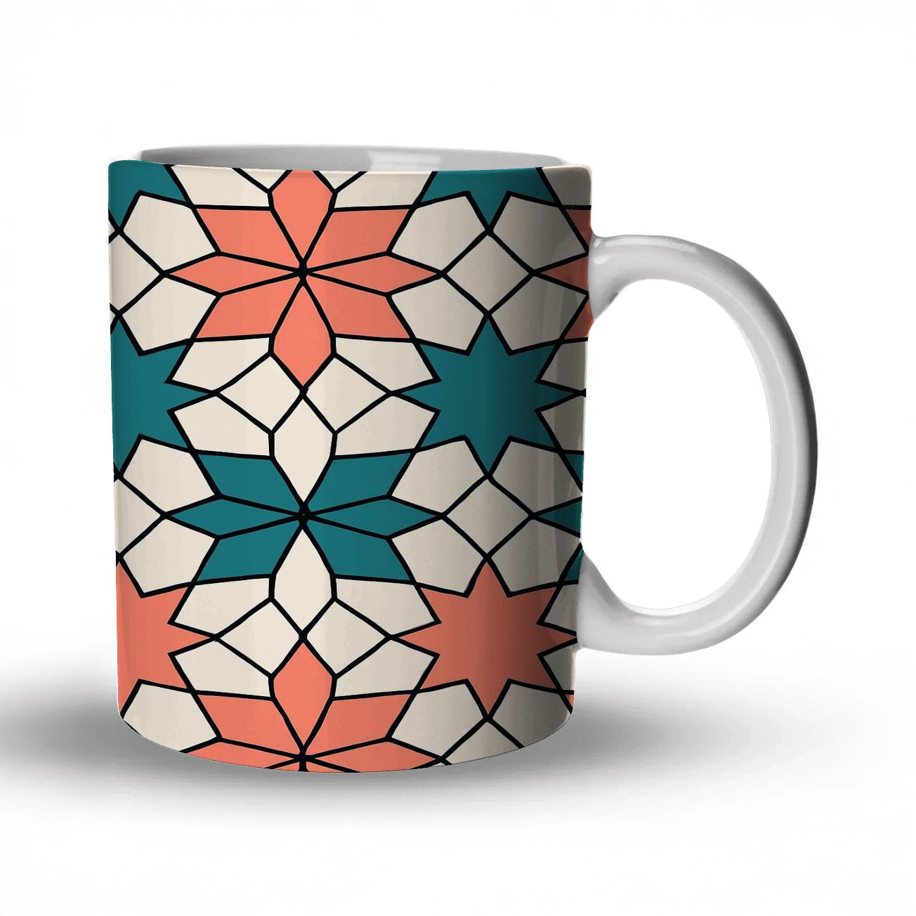 Andalusian Girih Minimal Star Weave decorative mug sets