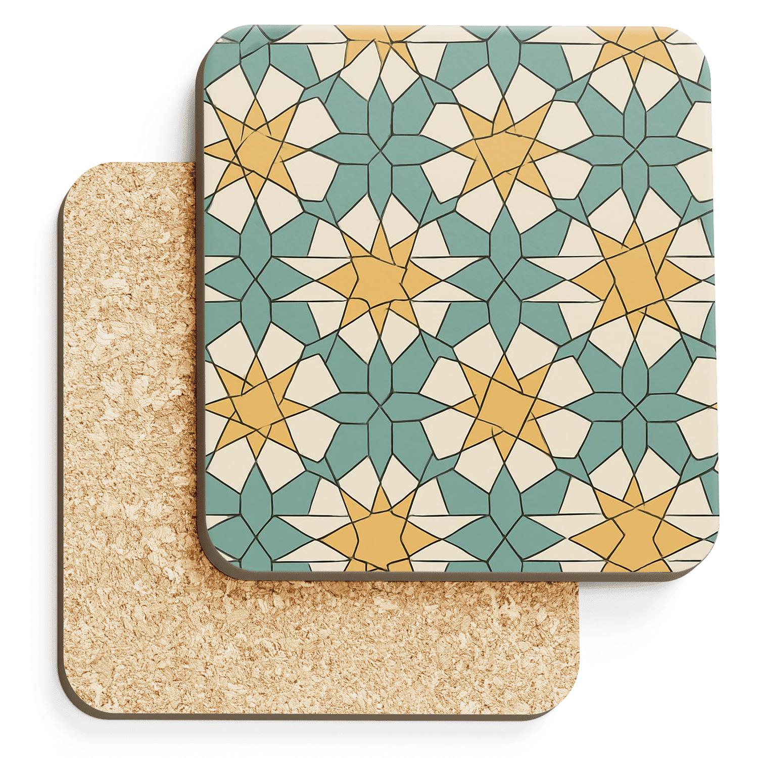 Girih Starfield Minimal Weave wooden table coasters