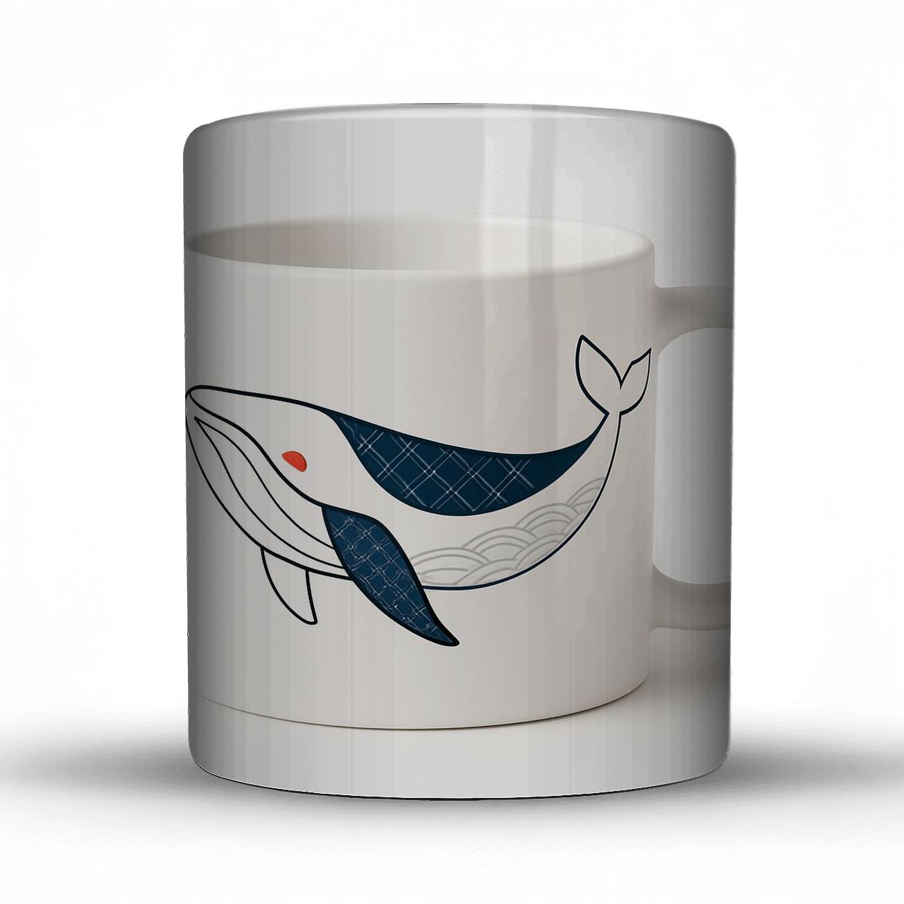 Indigo Sashiko Whale Wave Linework gift mugs for occasions