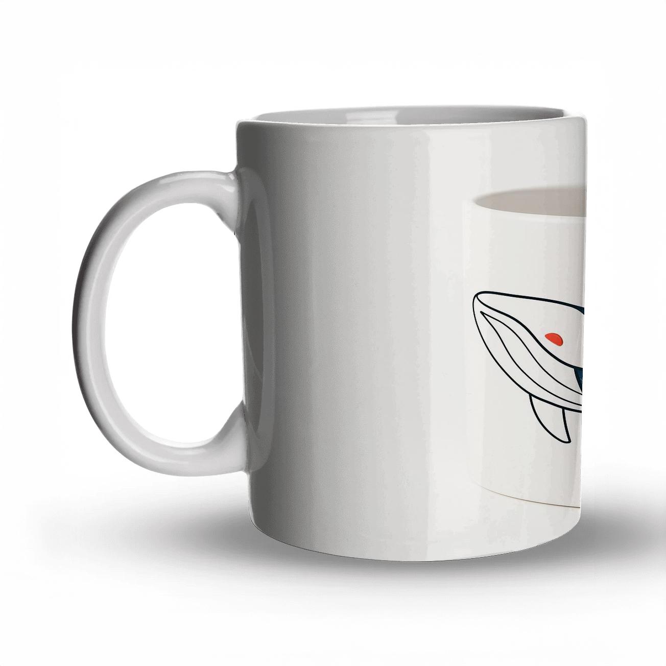 Indigo Sashiko Whale Wave Linework gift mugs for occasions