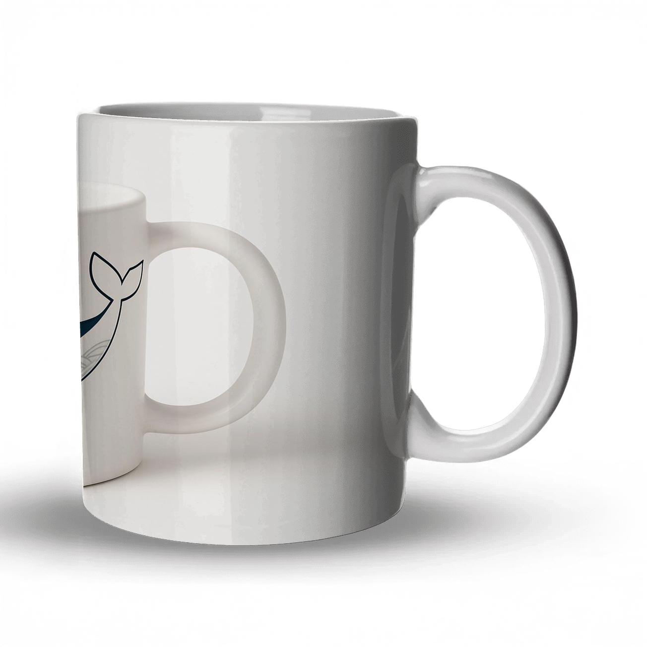 Indigo Sashiko Whale Wave Linework gift mugs for occasions