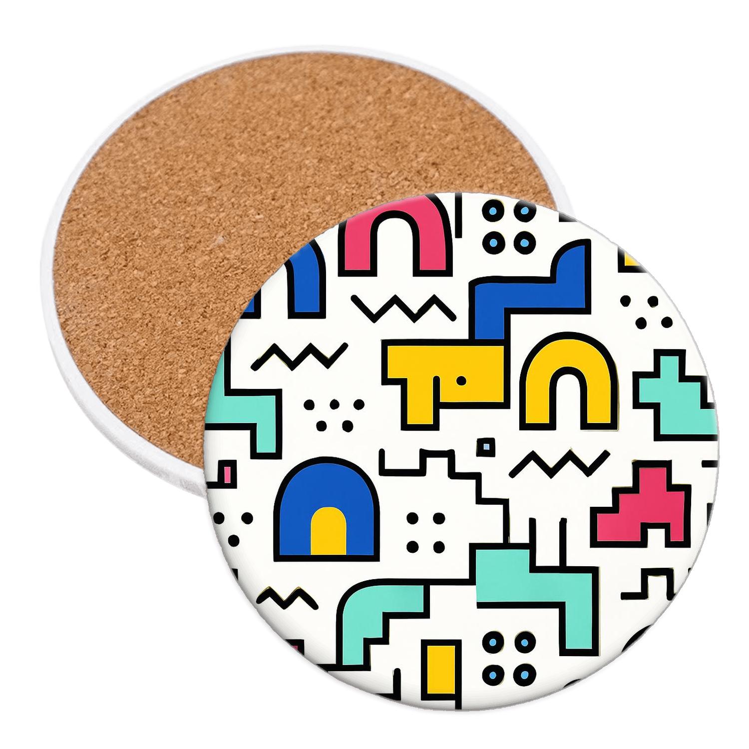 Memphis Milano Metro Glyphs cork coaster sets