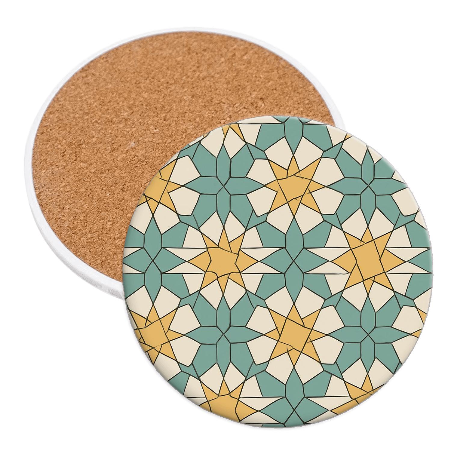 Girih Starfield Minimal Weave wooden table coasters