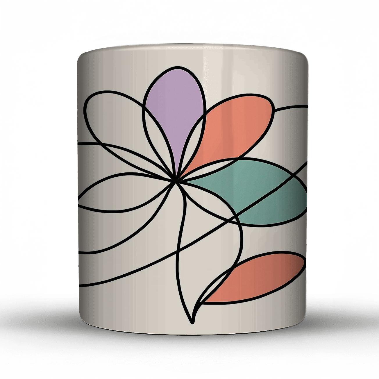 Heliotrope Bloom Orbit Line Art novelty coffee mugs