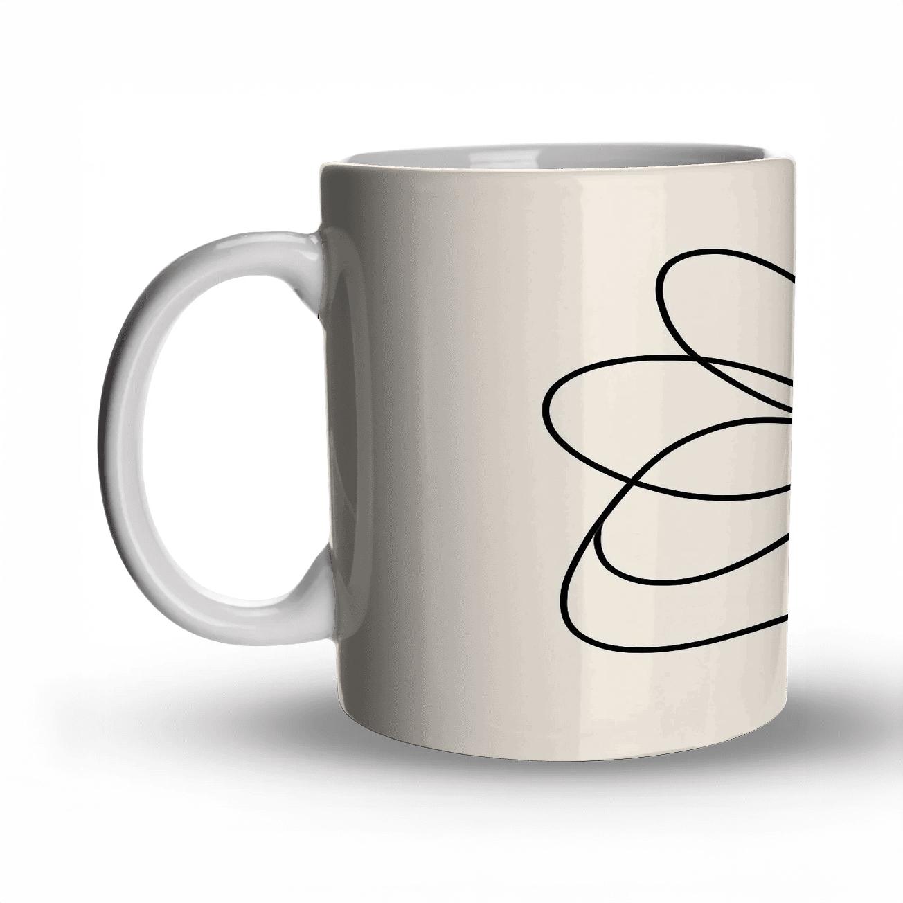 Heliotrope Bloom Orbit Line Art novelty coffee mugs