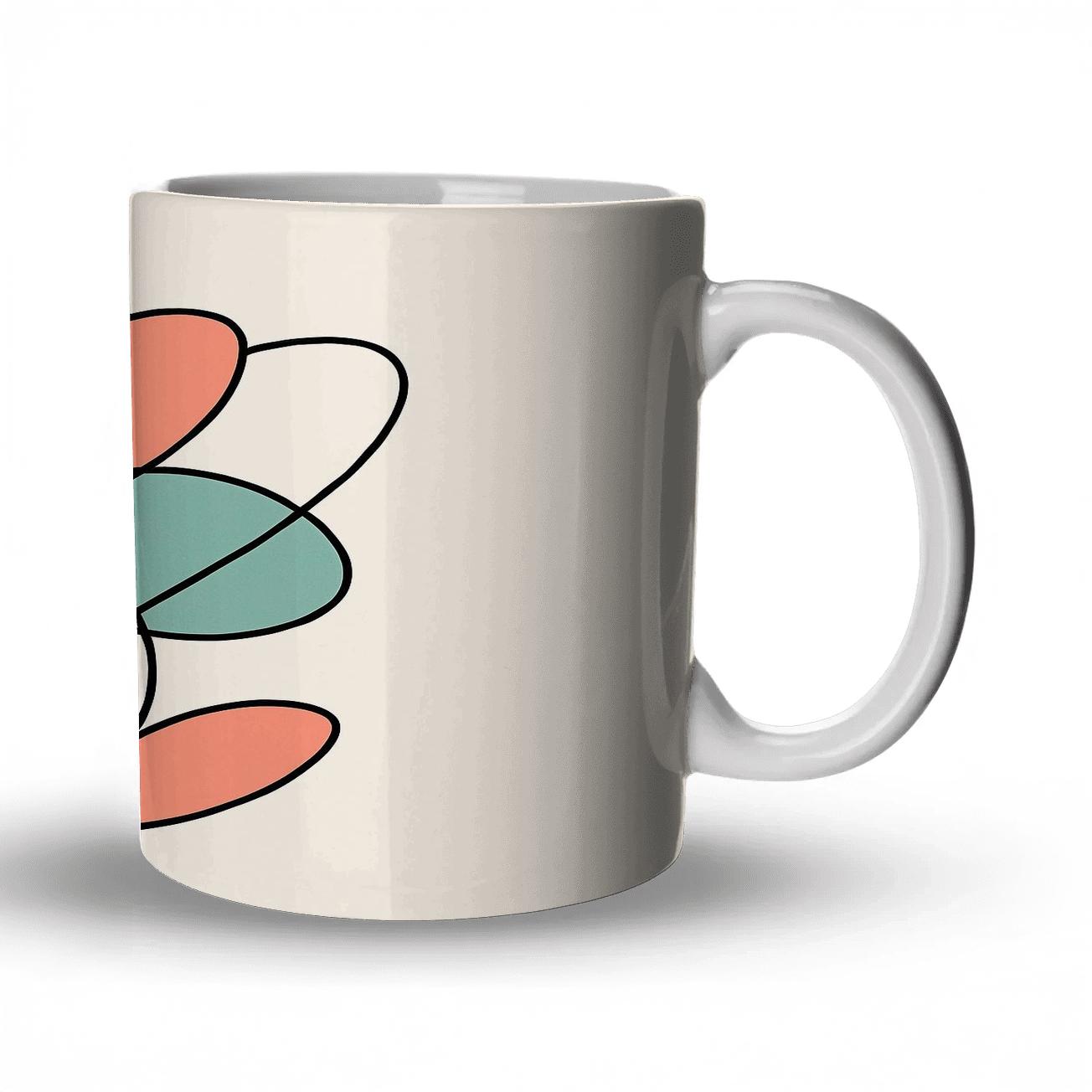 Heliotrope Bloom Orbit Line Art novelty coffee mugs