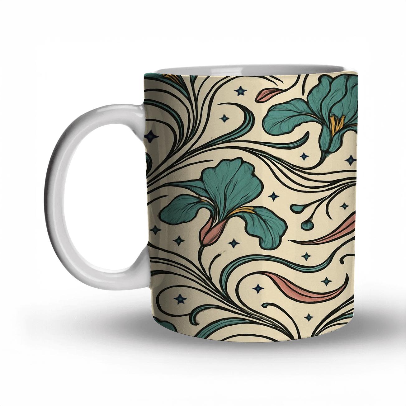 Art Nouveau Comet Iris Tapestry premium drinkware mugs