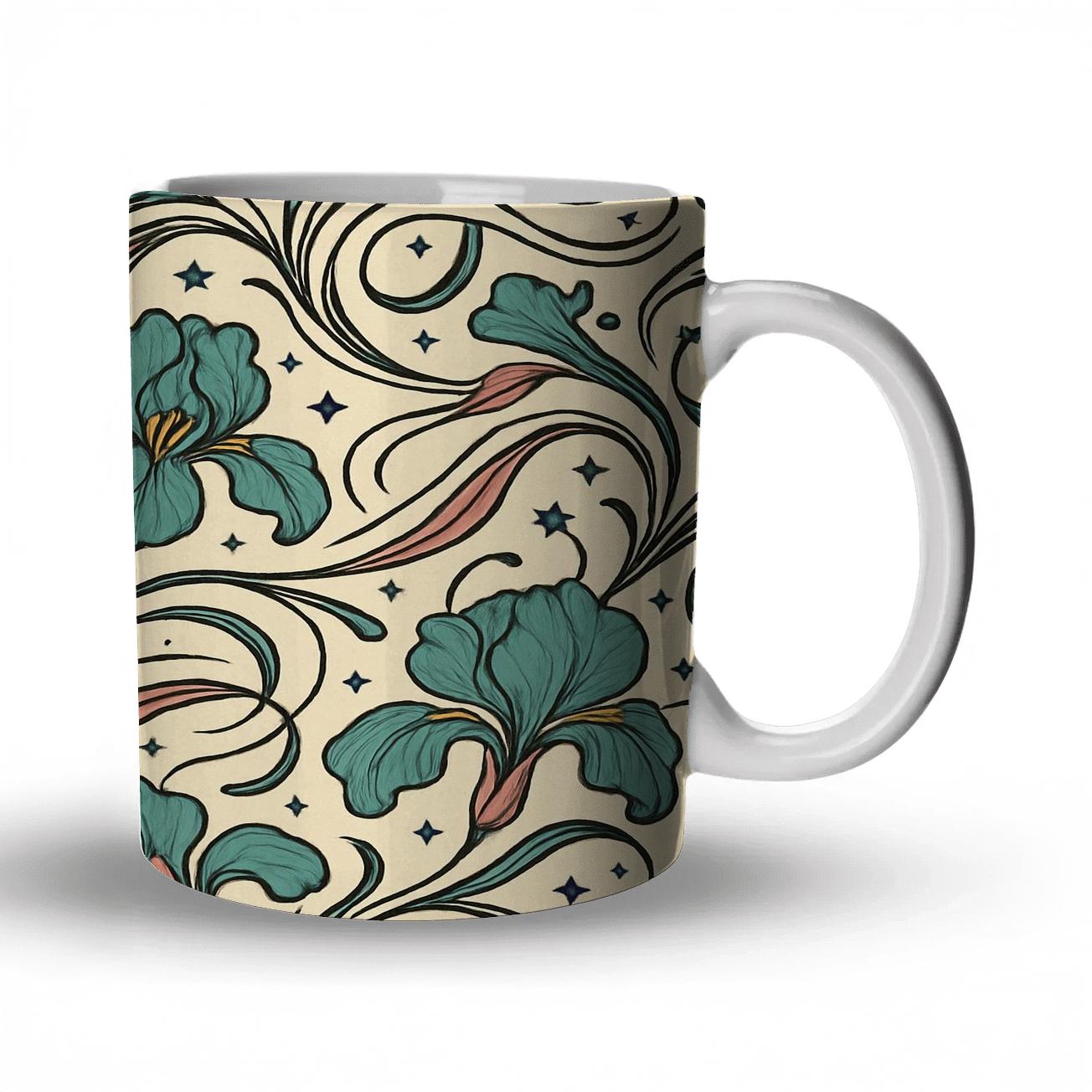 Art Nouveau Comet Iris Tapestry premium drinkware mugs