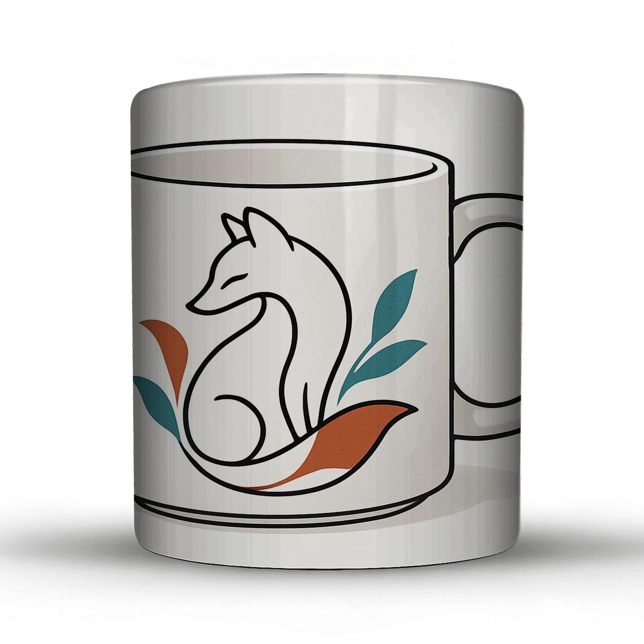 Kyoto Art Nouveau Fox Linework Mug novelty coffee mugs