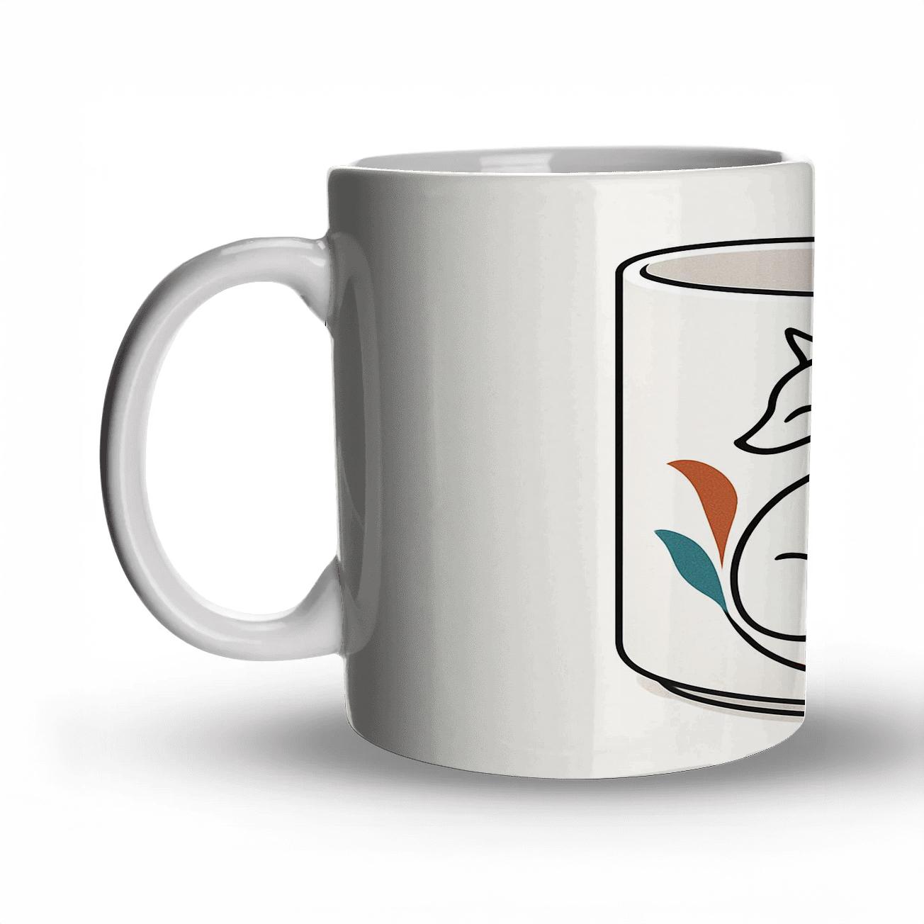 Kyoto Art Nouveau Fox Linework Mug novelty coffee mugs