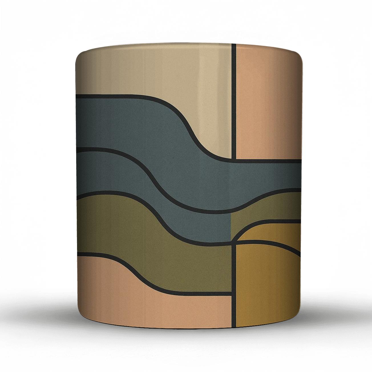 Tectonic Harmony Geometric Organic Line Art travel mugs with handles